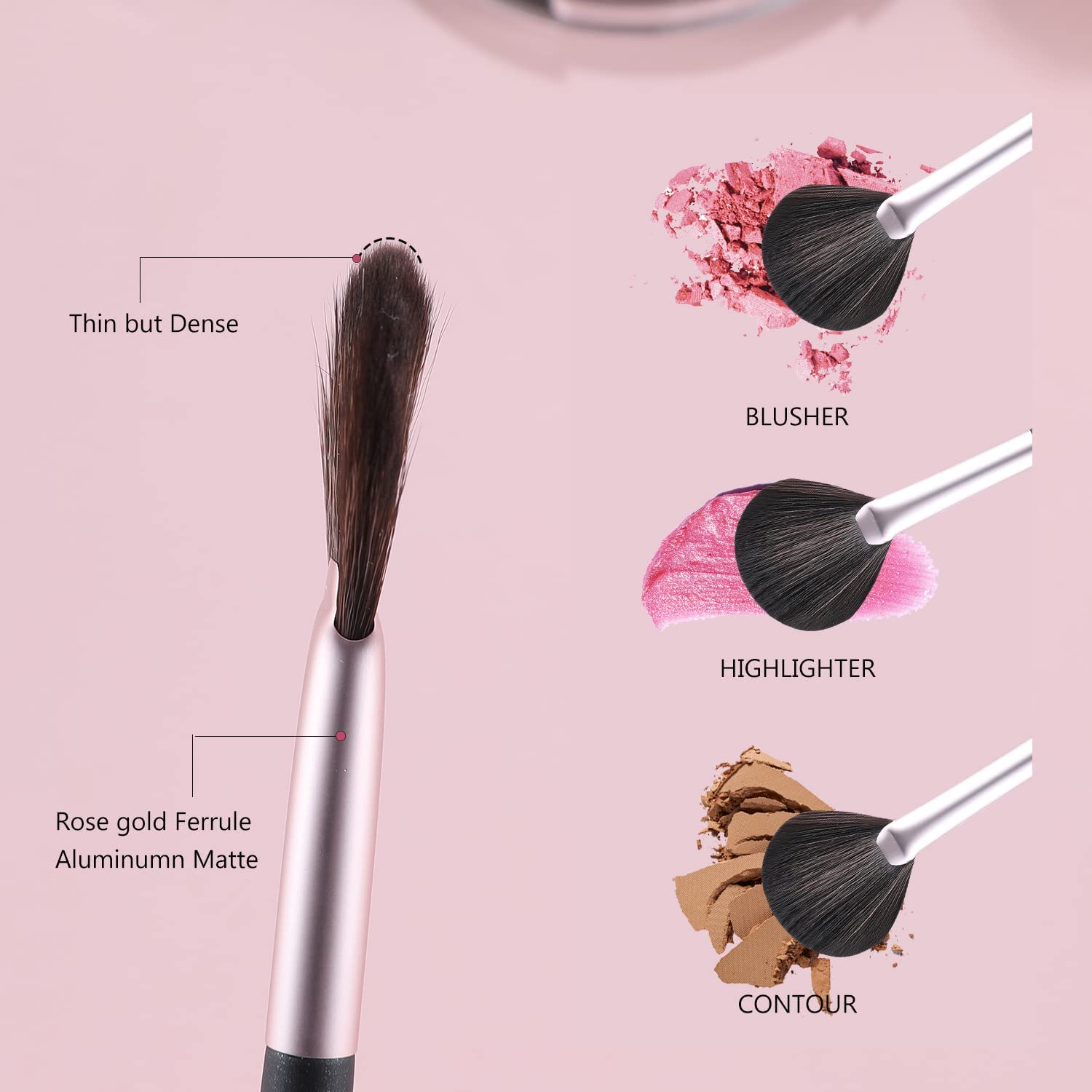 Professional Vegan Blush Brush - Soft Synthetic Makeup Brush for Face Highlighting & Blending | Powder & Cream Cosmetics
