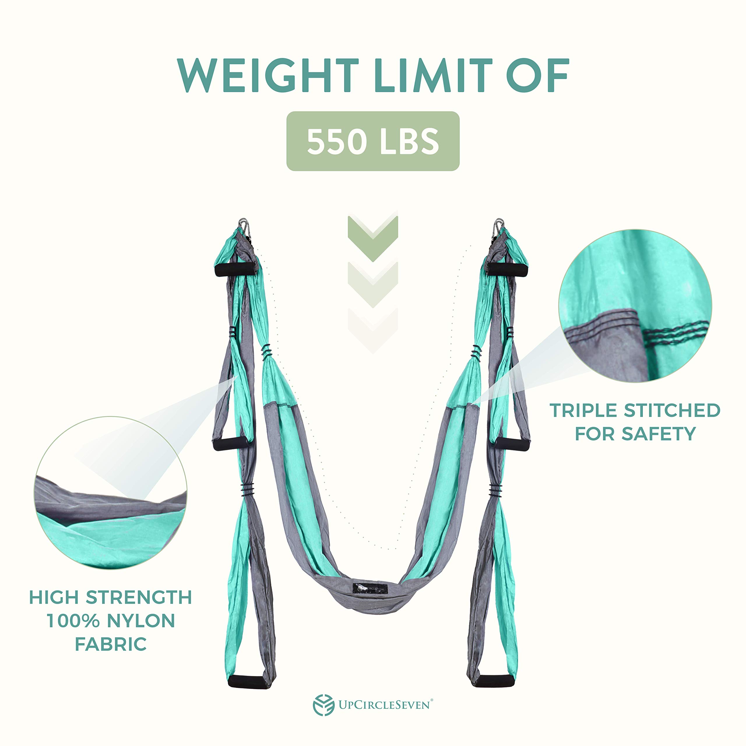 UpCircleSeven Aerial Yoga Swing Set with Ceiling Mount - Professional Silk Hammock for Yoga, Fitness & Aerial Arts - Perfect for Home Gym, Studio & Outdoor Workouts