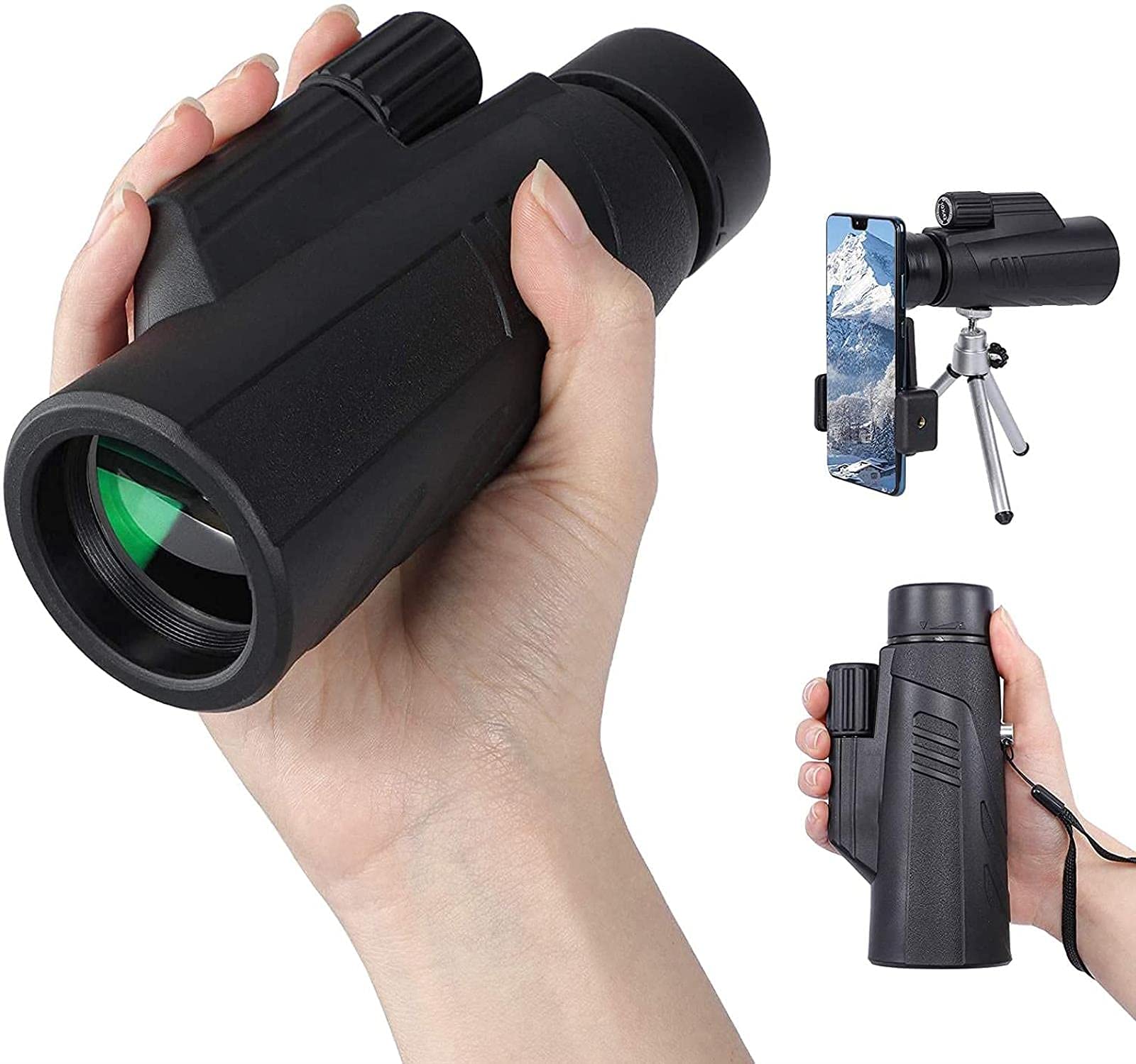 10X42 High Power Monocular Telescope for Adults - Compact & Lightweight Pocket Scope with Phone Adapter & Tripod - Perfect for Hiking, Bird Watching, Camping, Travel and Outdoor Adventures