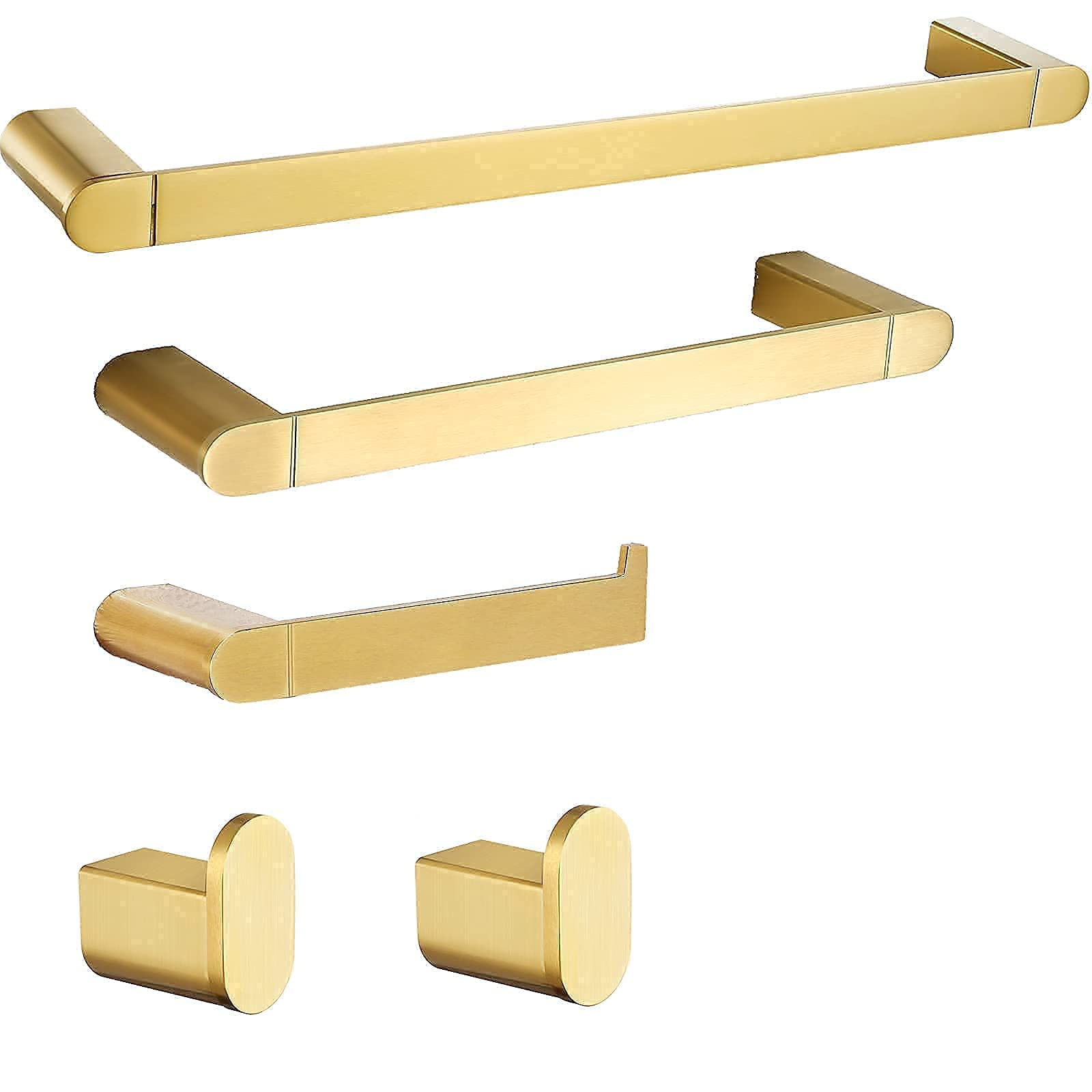 Brushed Brass Bathroom Towel Bar Set - Gold Towel Hook, Toilet Paper Holder & Robe Hook - Elegant Bathroom Hardware Accessories for Modern Homes | Perfect for Spa-Style Bathrooms & Luxury Hotel Decor