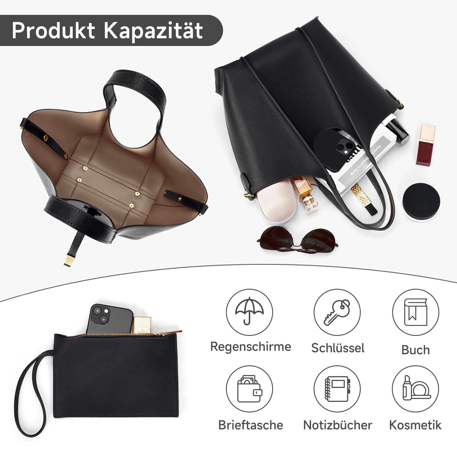 CHAMAIR Women's PU Leather Tote Bag - Elegant Shoulder Handbag with Purse for Work, Office & Shopping | Stylish Ladies Work Bag & Everyday Carry Purse