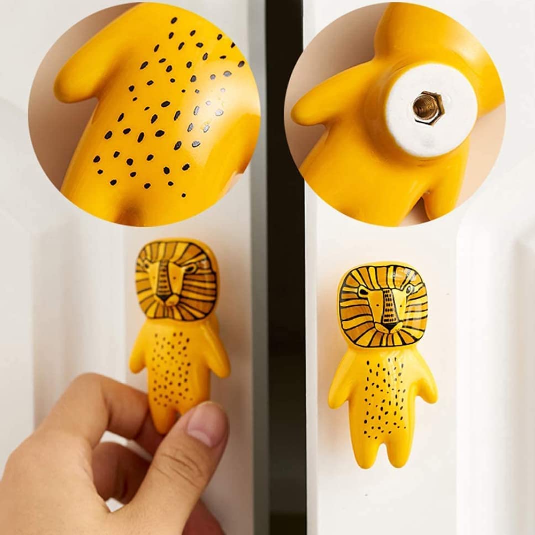 Adorable Animal Shaped Ceramic Cabinet Knobs for Kids - 5 Pack with Screws - Cute Drawer Pulls for Children's Room, Nursery, and Playroom Furniture