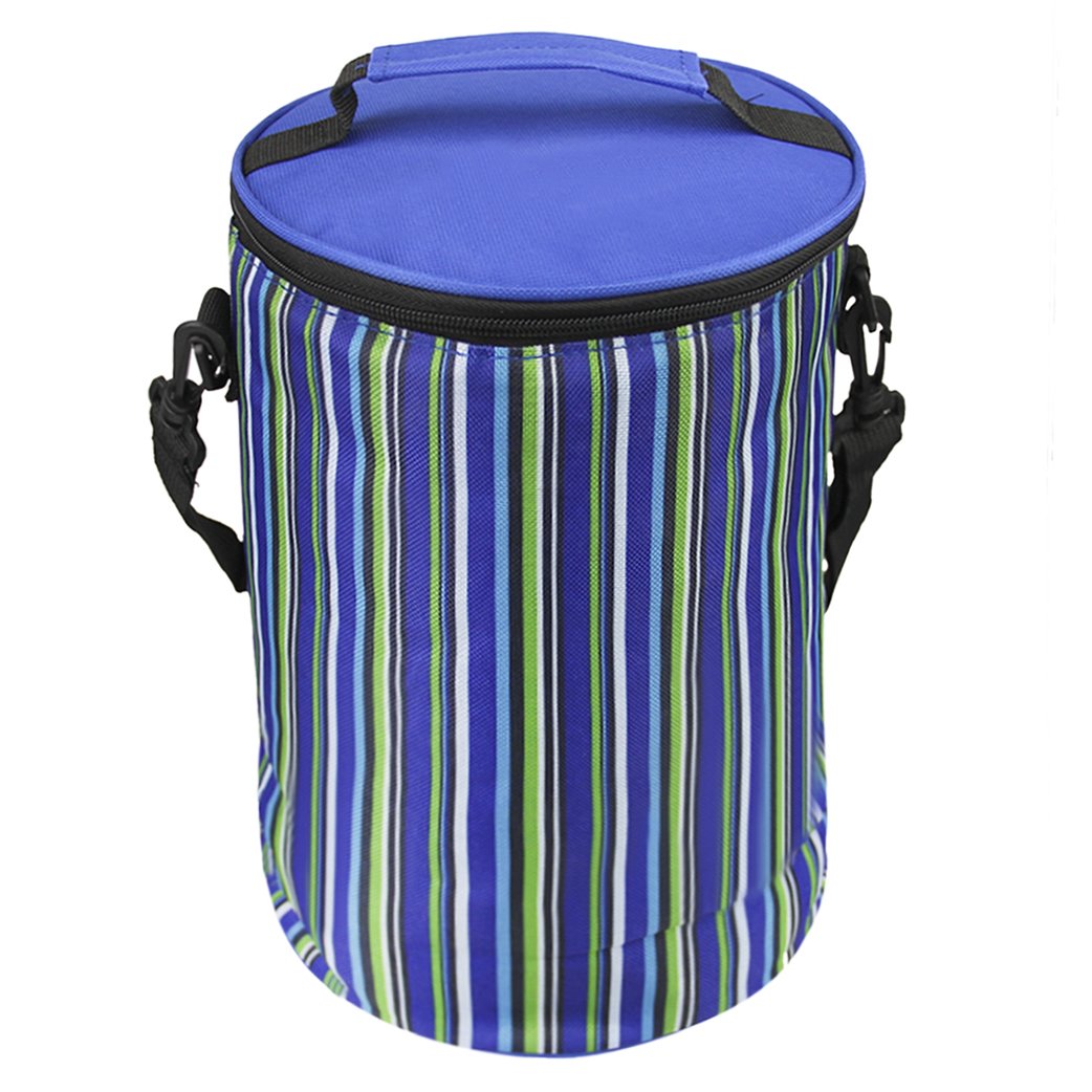 Waterproof Insulated Lunch Bag - Large Round Oxford Thermal Cooler Tote with Shoulder Strap for Picnic, Camping, Work & School | Portable Bento Box Container for Women, Kids & Grocery Storage