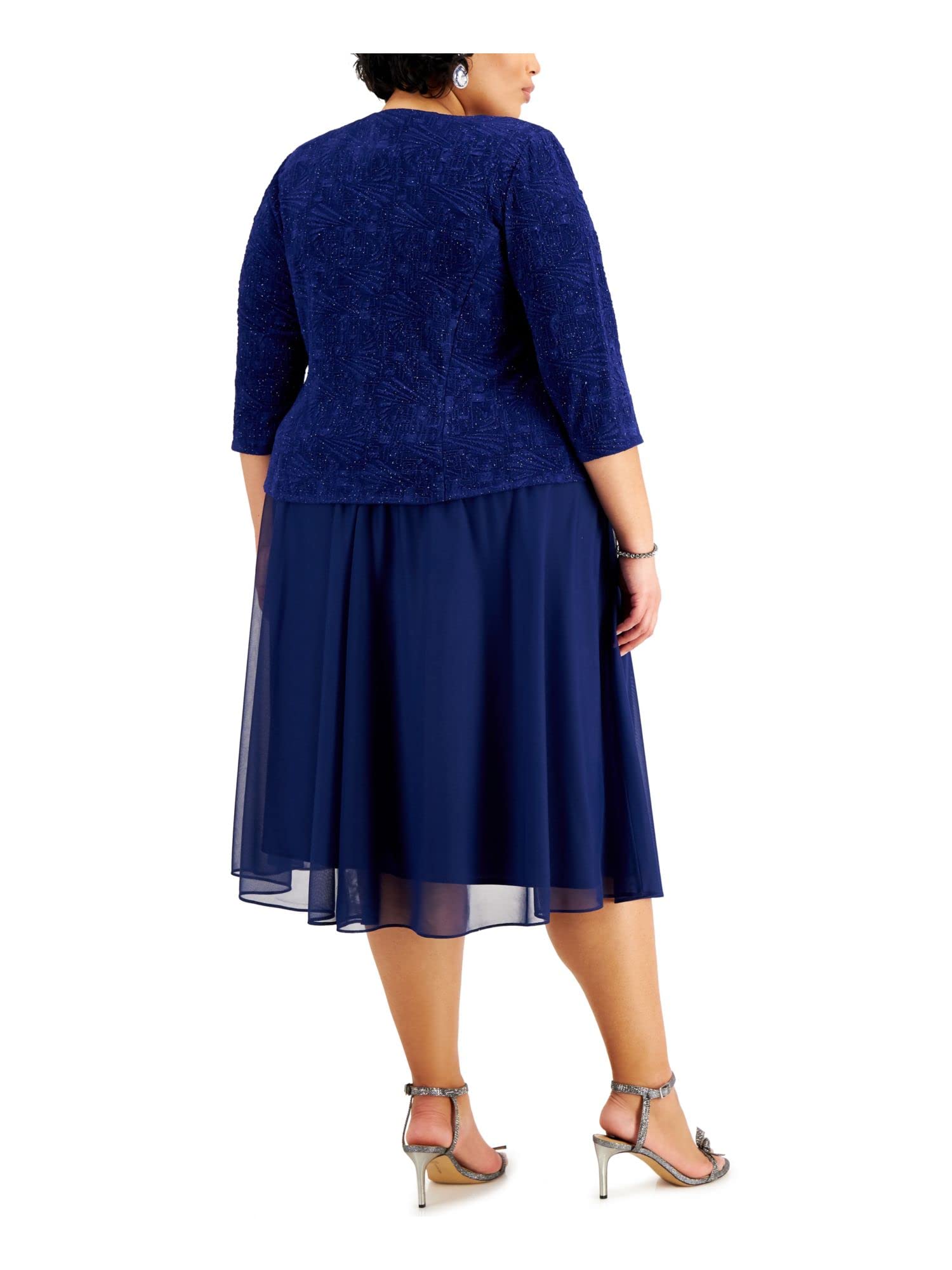 Alex Evenings Women's Plus Size Tea-Length Mother of The Bride Jacket Dress for Wedding Guest & Formal Events - Perfect for Weddings, Galas, Cocktail Parties & Special Occasions