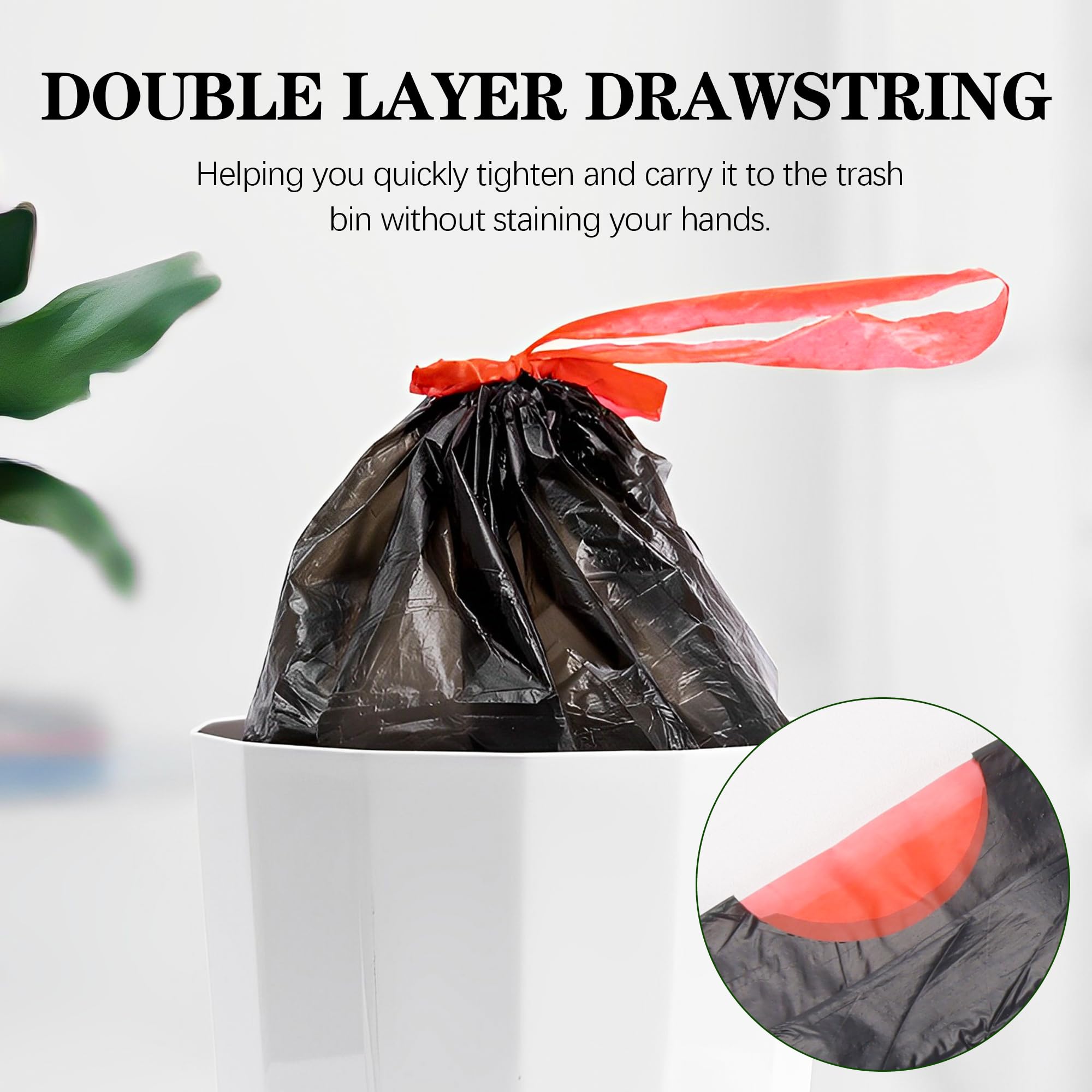 8 Gallon Trash Bags 120 Count - Heavy Duty Drawstring Garbage Bags for Kitchen, Office & Home - 22.06
