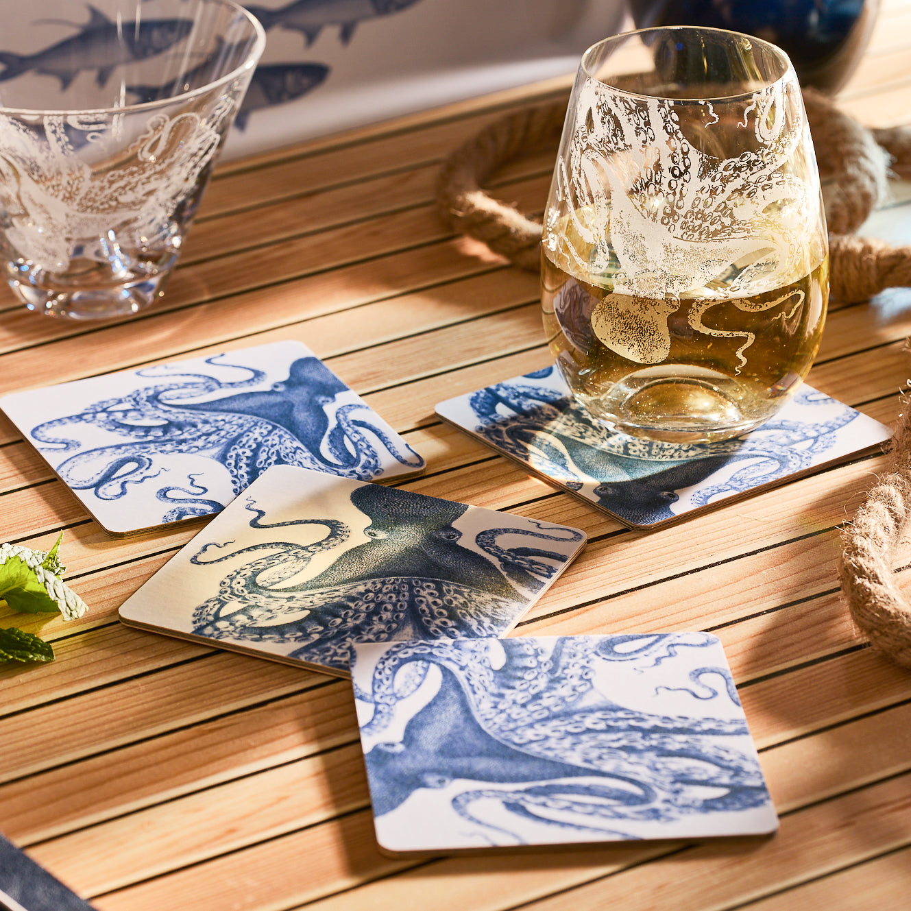 Lucy Birchwood Coasters Set of 4 - Natural Wood Drink Coasters for Coffee Table, Bar & Home Decor - Absorbent & Durable for Hot & Cold Beverages