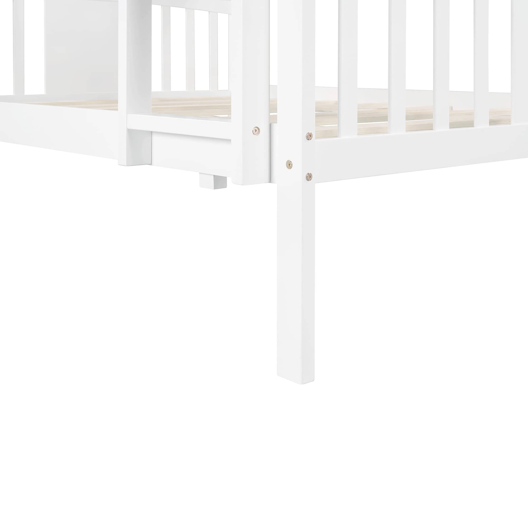 Harper & Bright Designs Full Over Full Wooden Bunk Bed with Ladder & High Guardrail - Sturdy Kids & Teens Bunk Bed Frame (White) | Perfect for Shared Bedrooms, Sleepovers & Space-Saving Kids' Rooms