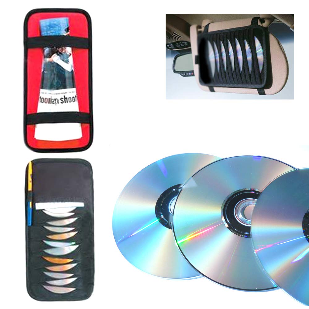 Kimaya 12 Disc Car Visor CD DVD Organizer - Holds 12 CDs/DVDs & Cards - Perfect for Road Trips & Travel Storage