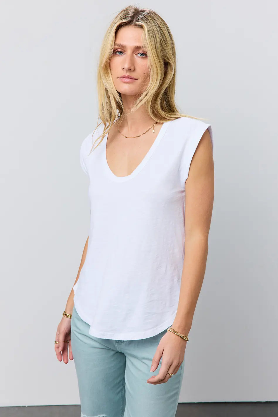 Jaylene Women's Muscle Tee - Soft Cotton Workout Shirt for Gym & Running | Breathable & Comfortable White T-Shirt | Perfect for Fitness, Yoga & Casual Wear