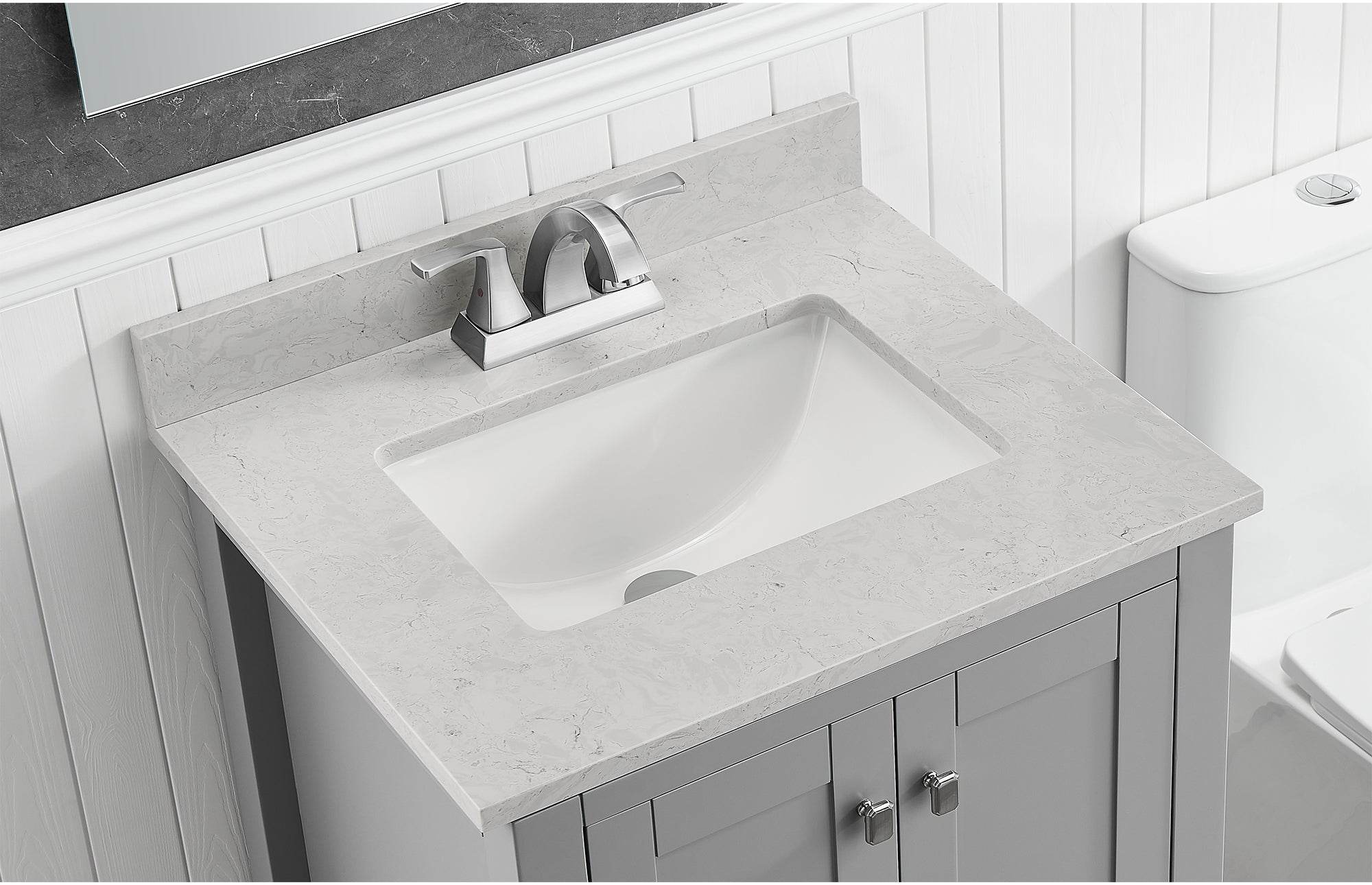 Amalfi 25W x 22D Engineered Marble Bathroom Vanity Top with Rectangular Undermount Sink - Perfect for Modern Bathroom Renovations and Master Suite Upgrades