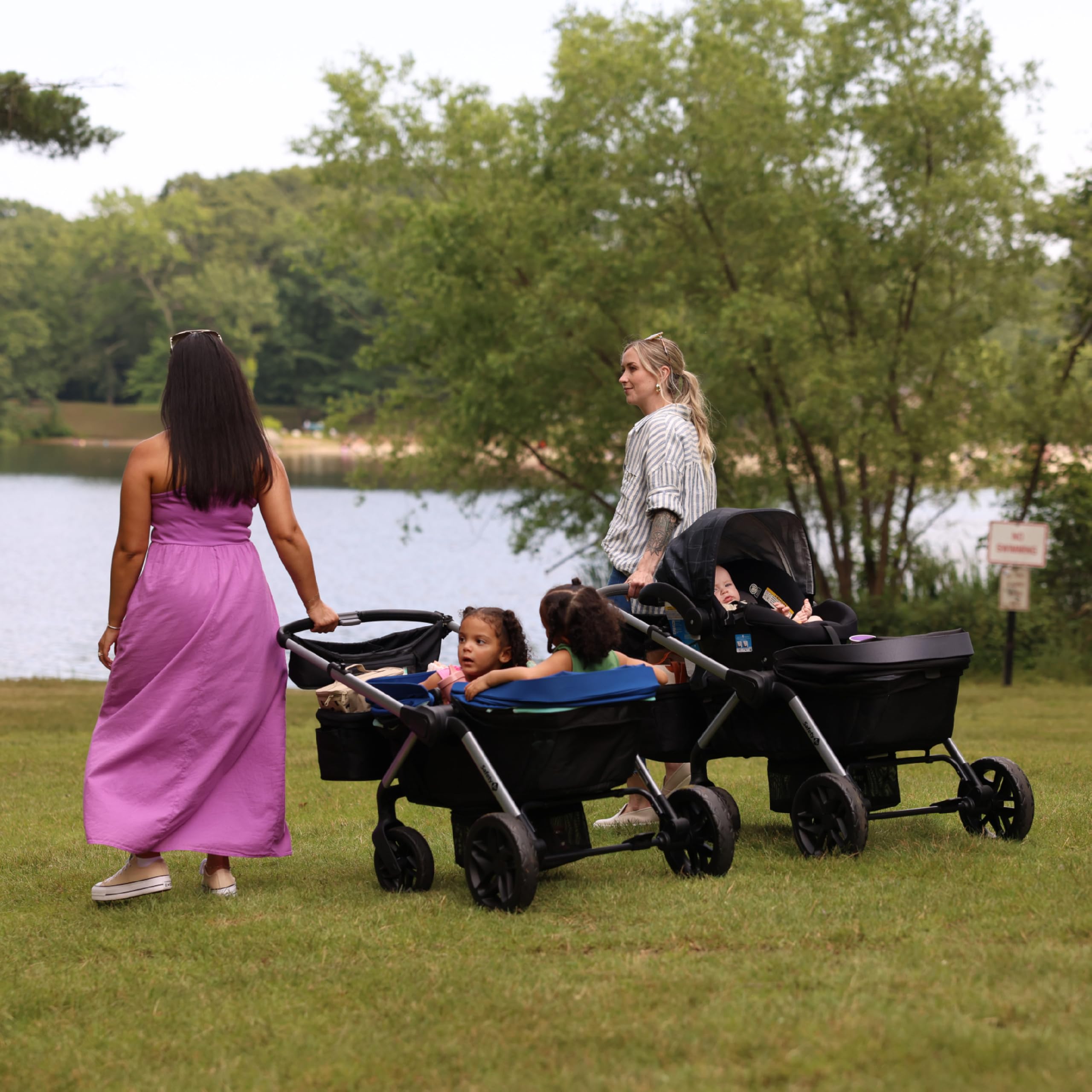 Safety 1st Summit Wagon Stroller for 2 Kids - Double Baby Stroller Wagon with Removable Child Tray, 2 Cup Holders & Wave Runner Wheels | Perfect for Park Outings, Beach Trips & Family Adventures