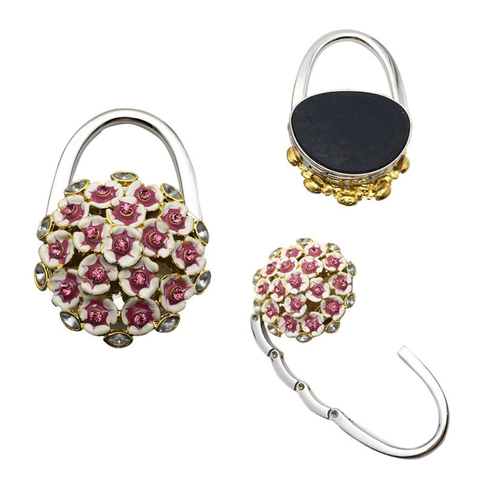 Elegant Rhinestone Flower Metal Purse Hook - Foldable Handbag Hanger for Table, Restaurant & Travel - Durable Bag Holder for Women's Purses, Totes & Shopping Bags
