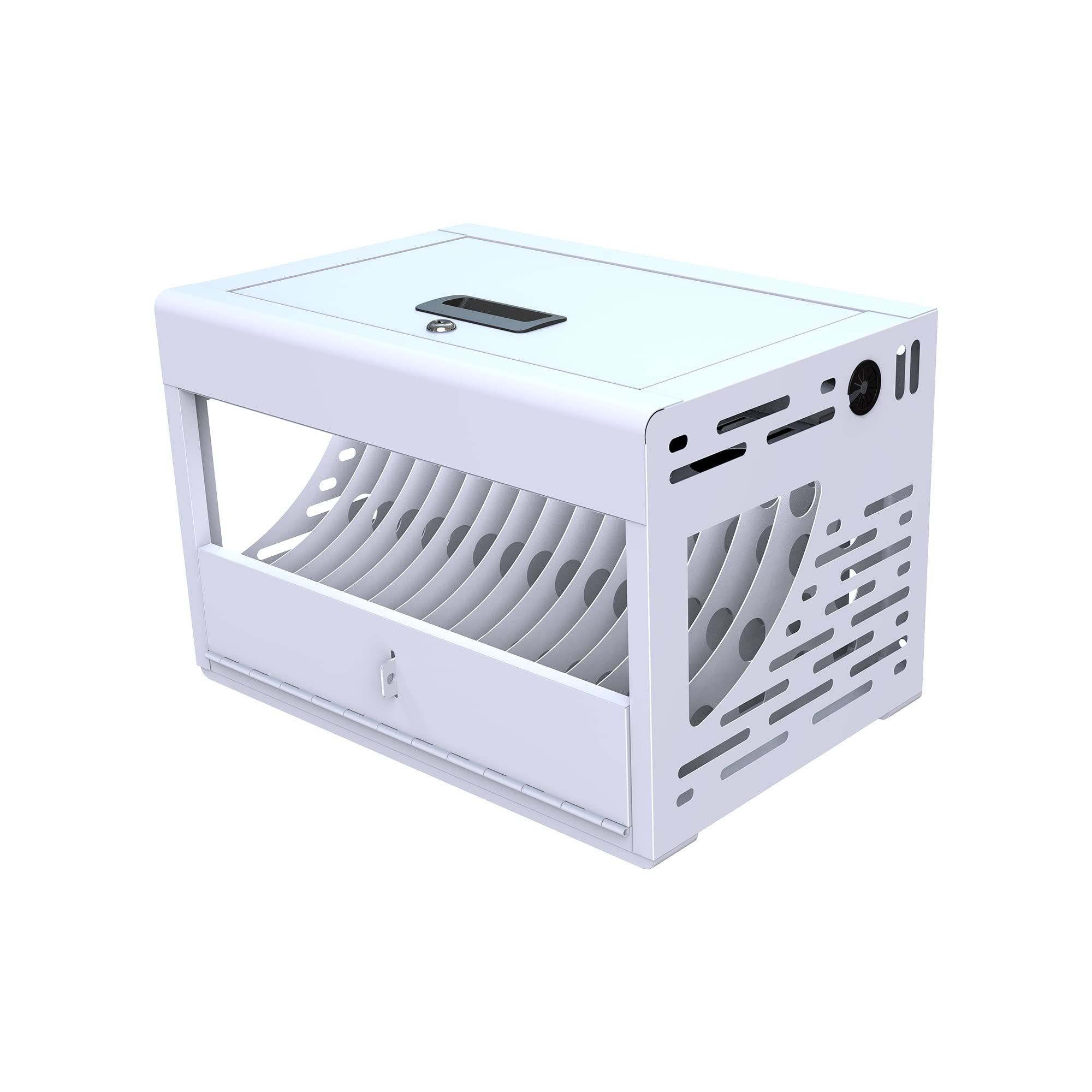 16-Device Laptop Charging Station for iPad Chromebook Tablet - Secure Classroom Charging Cabinet with Cable Management, Combination Lock & Organizer - Perfect for Schools, Offices & Libraries (White)