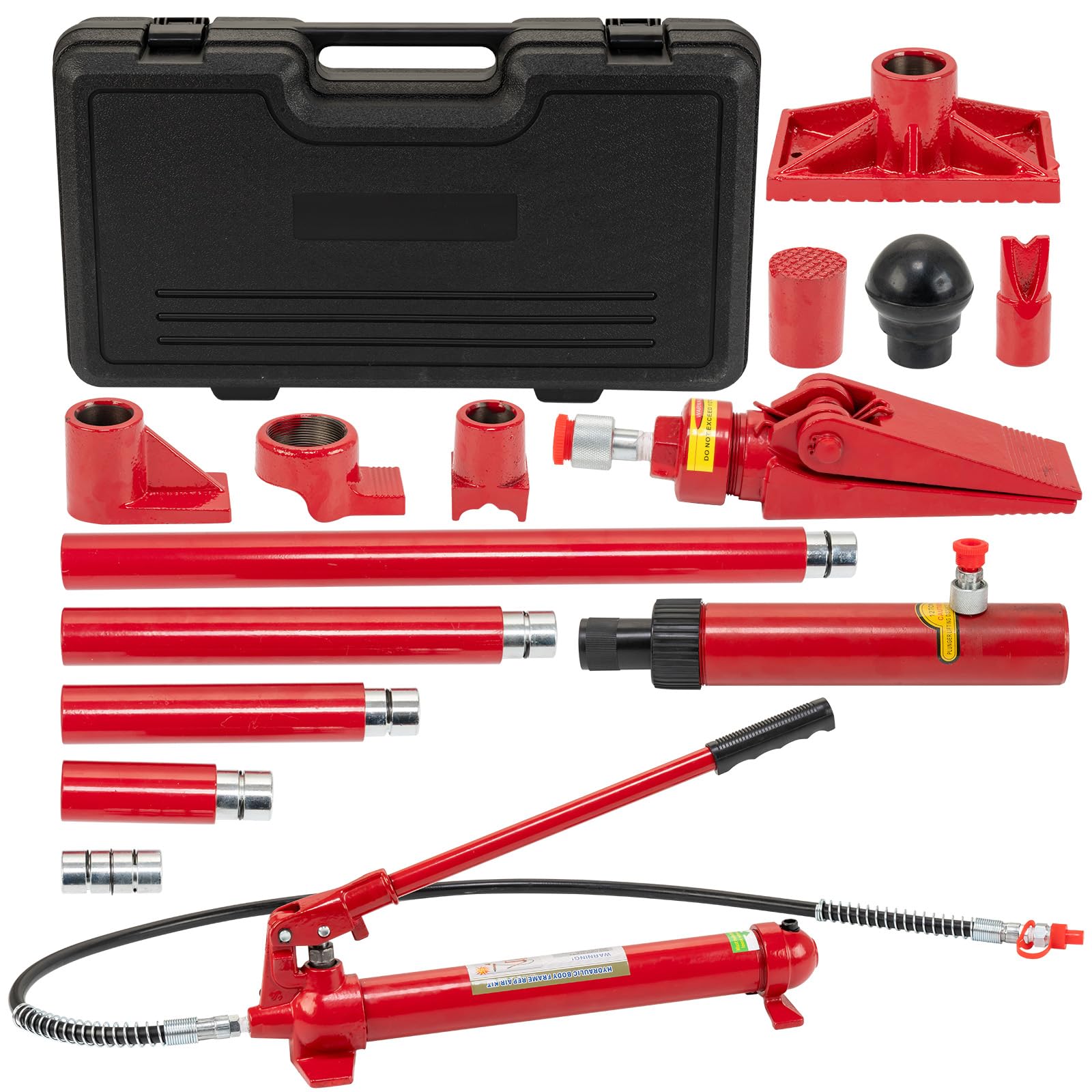 12 Ton Hydraulic Porta Power Kit with 4.6ft Oil Hose - Heavy Duty Auto Body Frame Repair Tool for Mechanics, Garage & Farm Use - Perfect for Car Lifting, Frame Straightening & Equipment Maintenance