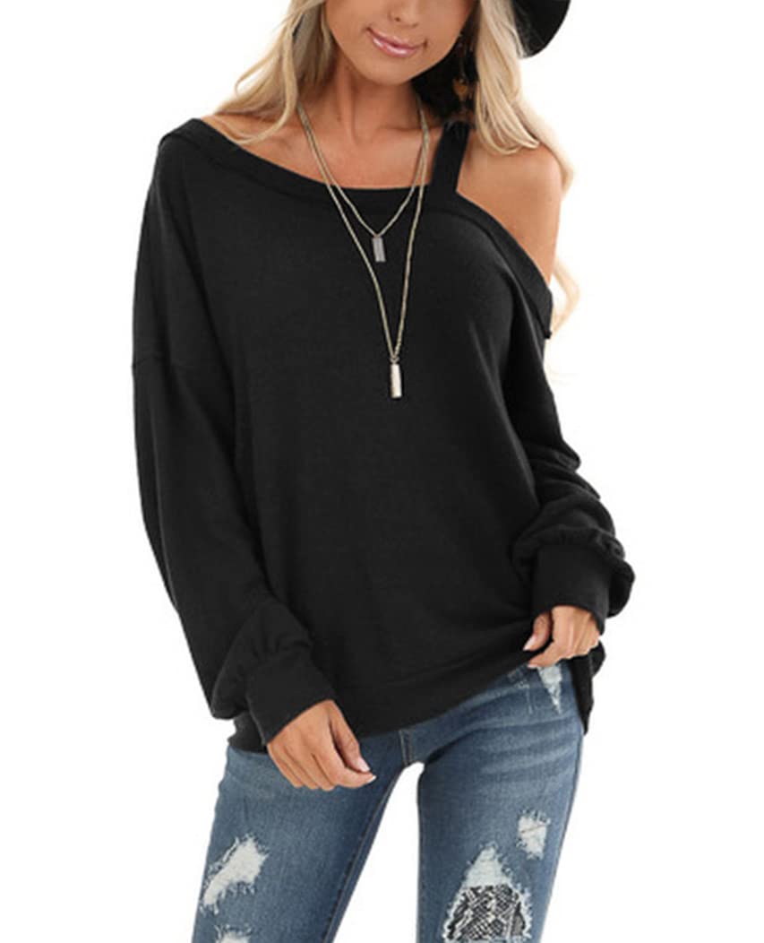 Ezbelle Women's Oversized Long Sleeve Cold Shoulder Sweater Tunic Top - Cozy Fall & Winter Pullover for Casual Outfits, Date Nights and Office Wear