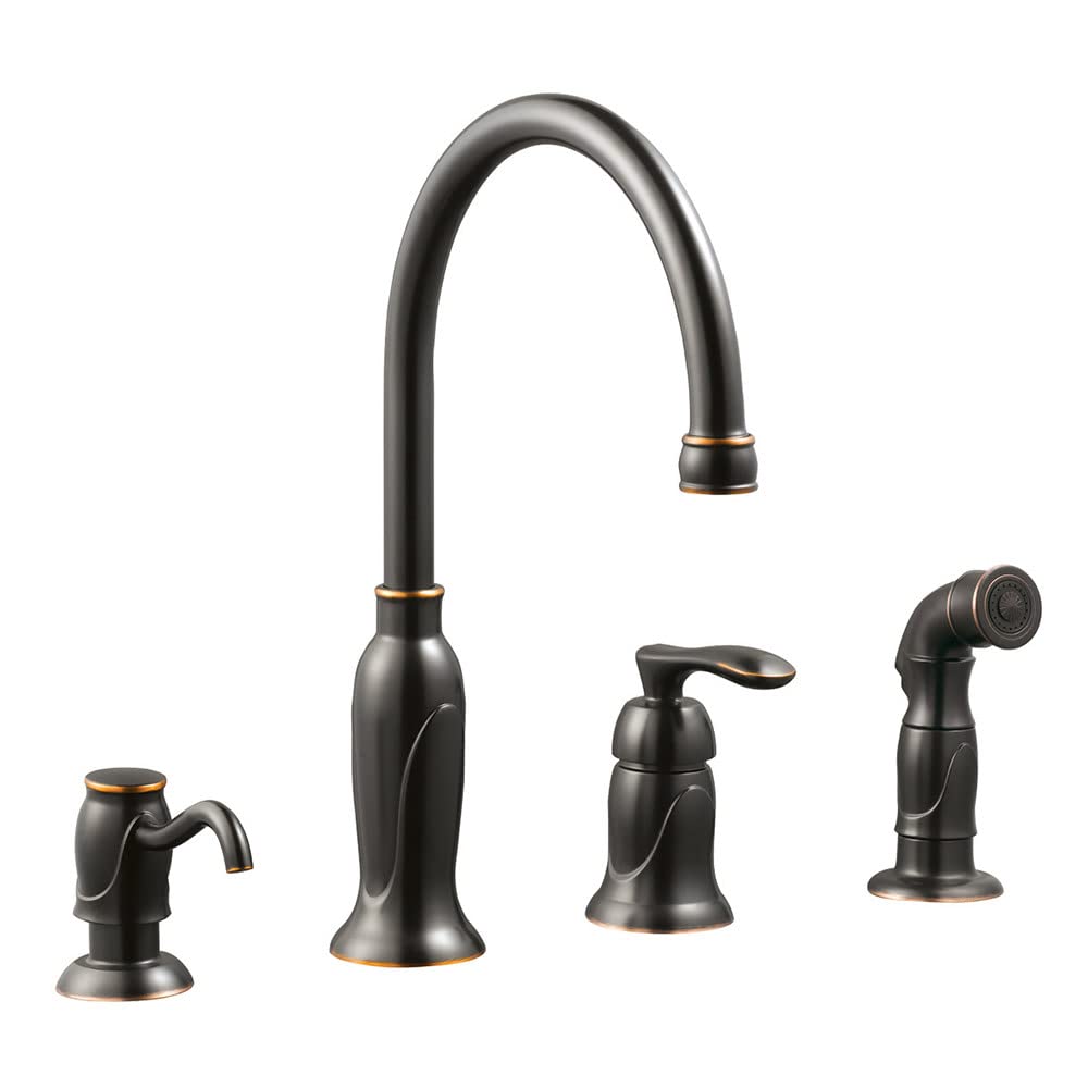 Design House 525790 Oil Rubbed Bronze Kitchen Faucet with Pull-Down Sprayer & Built-In Soap Dispenser - 9.75
