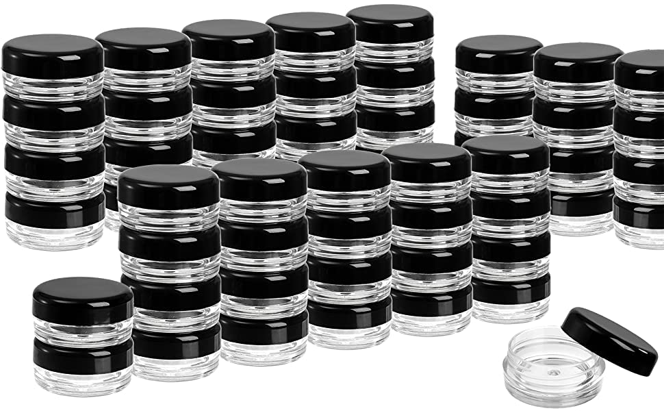 24-Piece 5g Clear PS Acrylic Cosmetic Jars with Black Lids - Perfect for Creams, Lip Balm, Body Butter, Essential Oils & Travel Makeup Storage | Ideal for DIY Beauty Products, Salon Use & Home Organization
