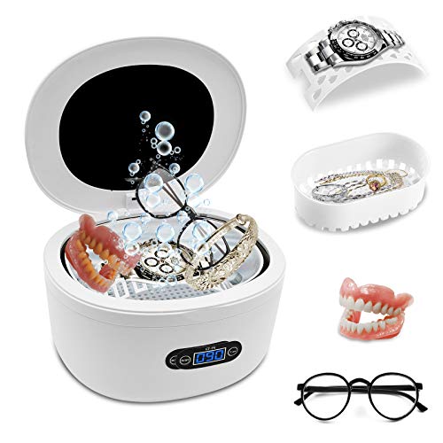 Ultrasonic Jewelry Cleaner for Rings, Watches, Eyeglasses & More - 25oz Tank with Digital Timer | Waterproof Silver Cleaner for Jewelry, Coins, Razors, Dentures | Perfect for Home & Professional Jewelry Cleaning