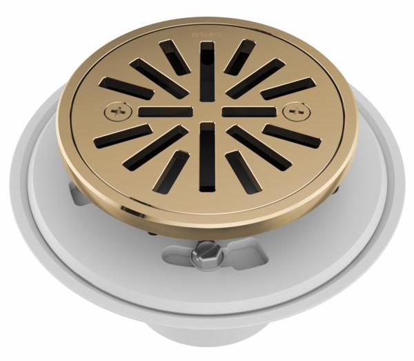 4-Tile Round Shower Drain in Brilliance Polished Gold - BT061414 PG by Brizo | Premium Bathroom Fixture for Modern & Luxury Showers