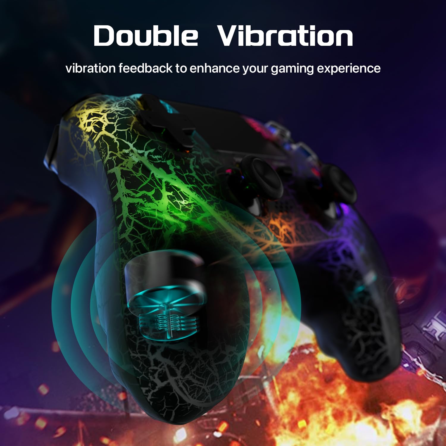 MUZELI 2-Pack Wireless PS4 Controller with RGB LED Backlight, 1000mAh Battery, 6-Axis Motion Sensor - Compatible with Playstation 4/Pro/Slim - Perfect for Gaming, Streaming & Multiplayer Sessions