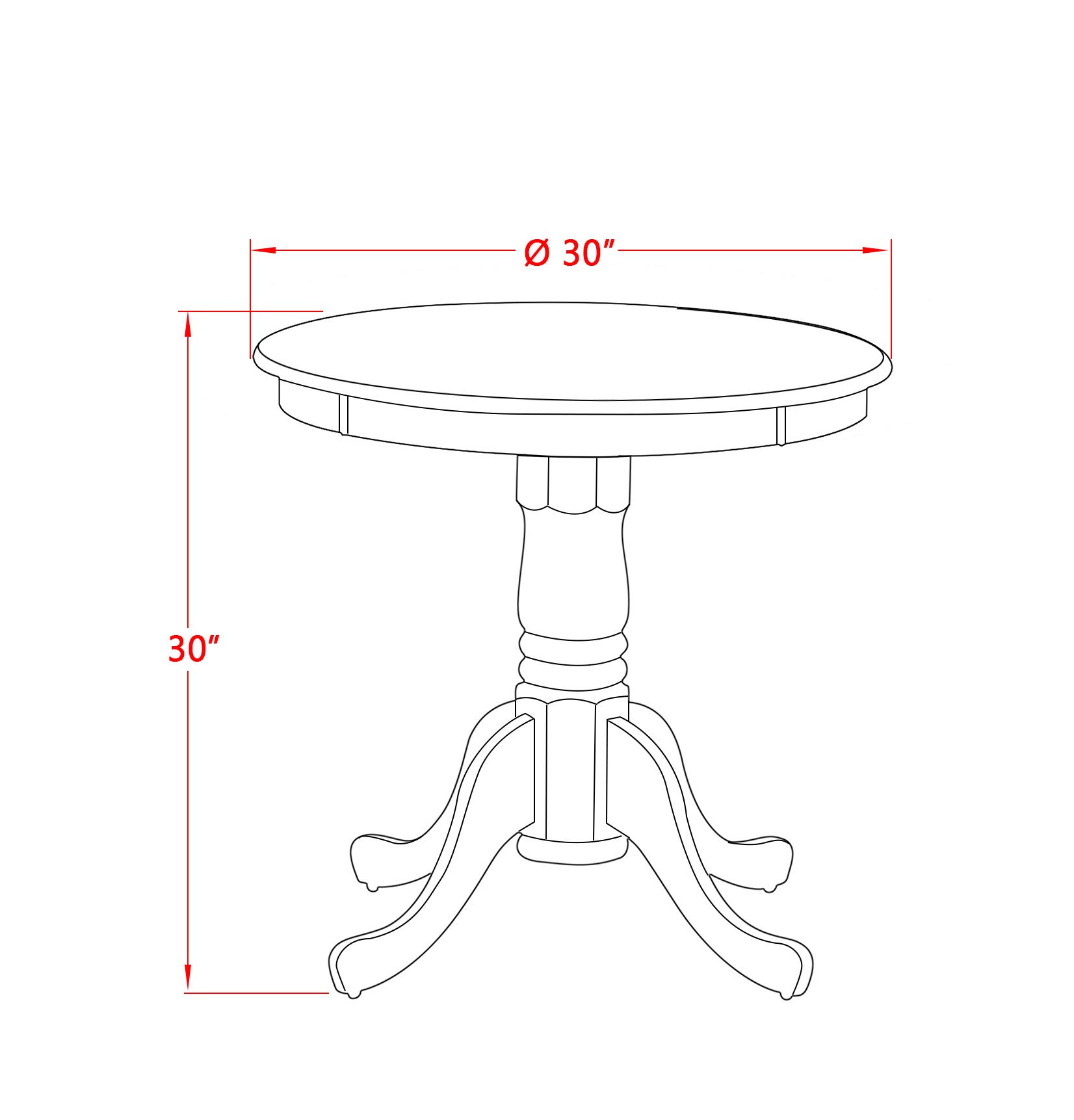 East West Furniture ESIP3-MAH-W 3-Piece Round Dining Table Set with Pedestal Base & 2 Wooden Chairs - 30x30 Inch, Mahogany - Perfect for Small Spaces, Apartments, Breakfast Nooks & Cozy Dining Areas