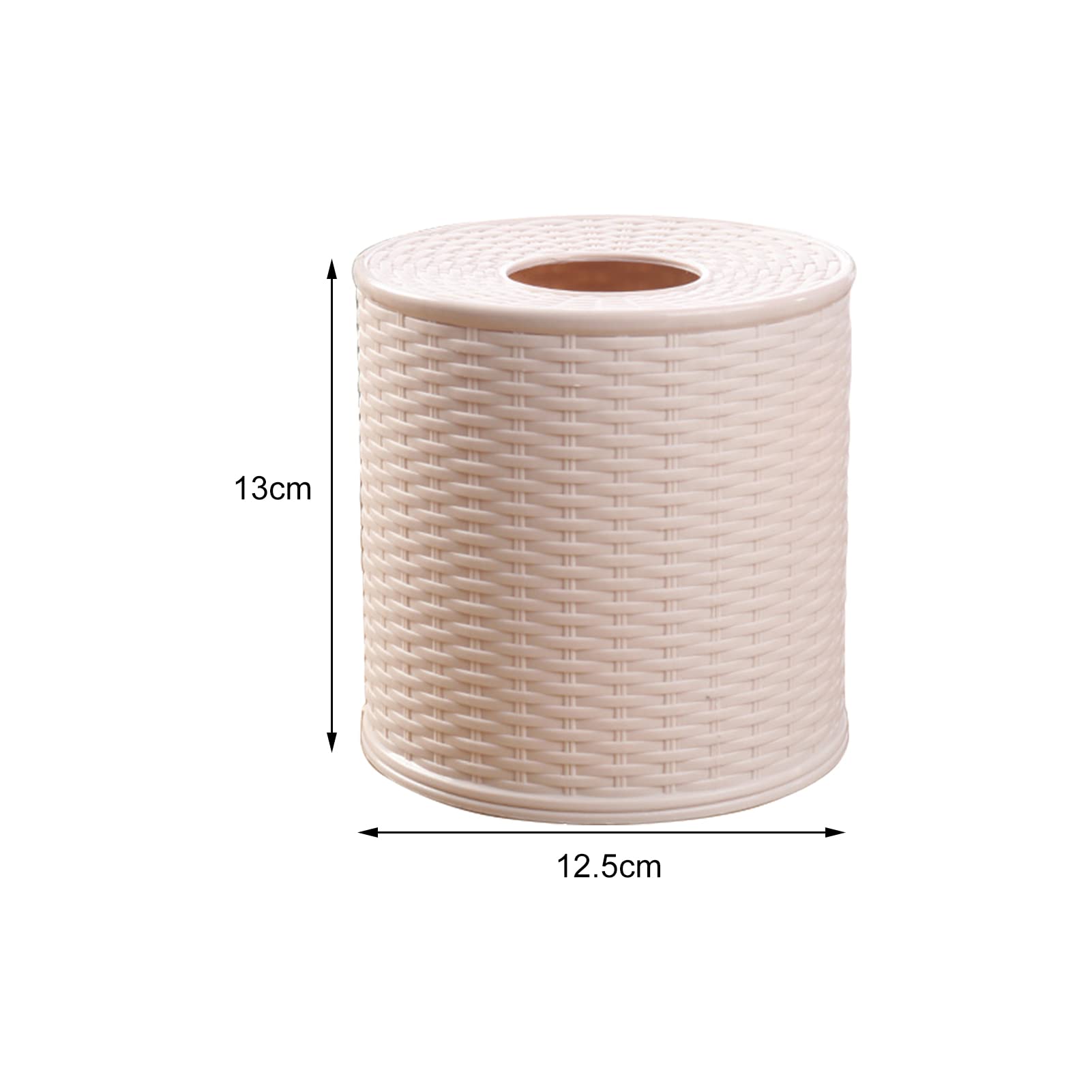Rattan Tissue Box Cover - Wicker Toilet Paper Holder with Lid for Bathroom Storage - Decorative Round Tissue Protector for Single Roll (Dark Brown) - Perfect for Bathroom, Living Room, and Bedroom Organization