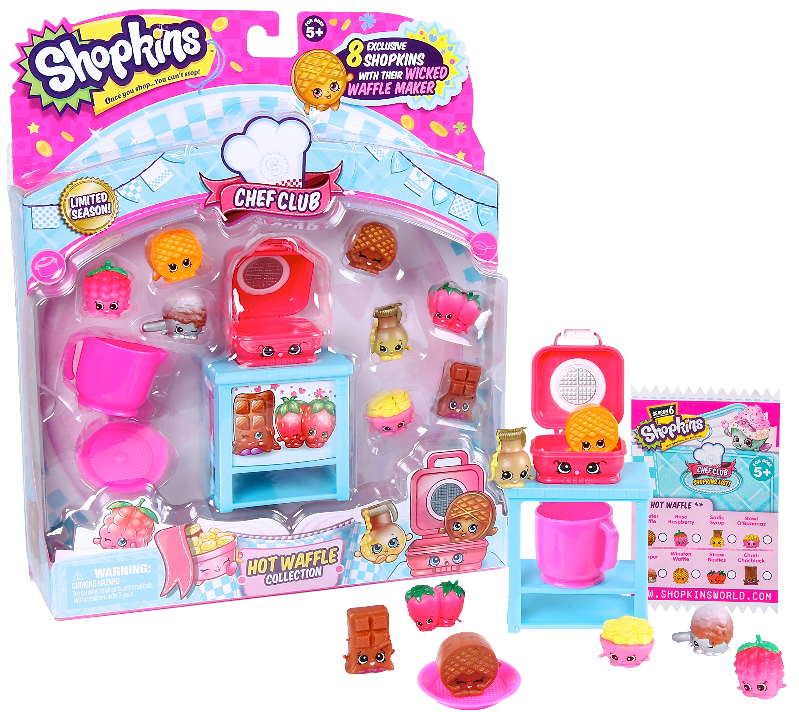 Shopkins Chef Club Hot Waffle Playset - 12 Piece Miniature Toy Food Set for Kids | Pretend Play, Collectibles & Party Favors | Perfect for Role Play, Birthday Gifts & Classroom Rewards