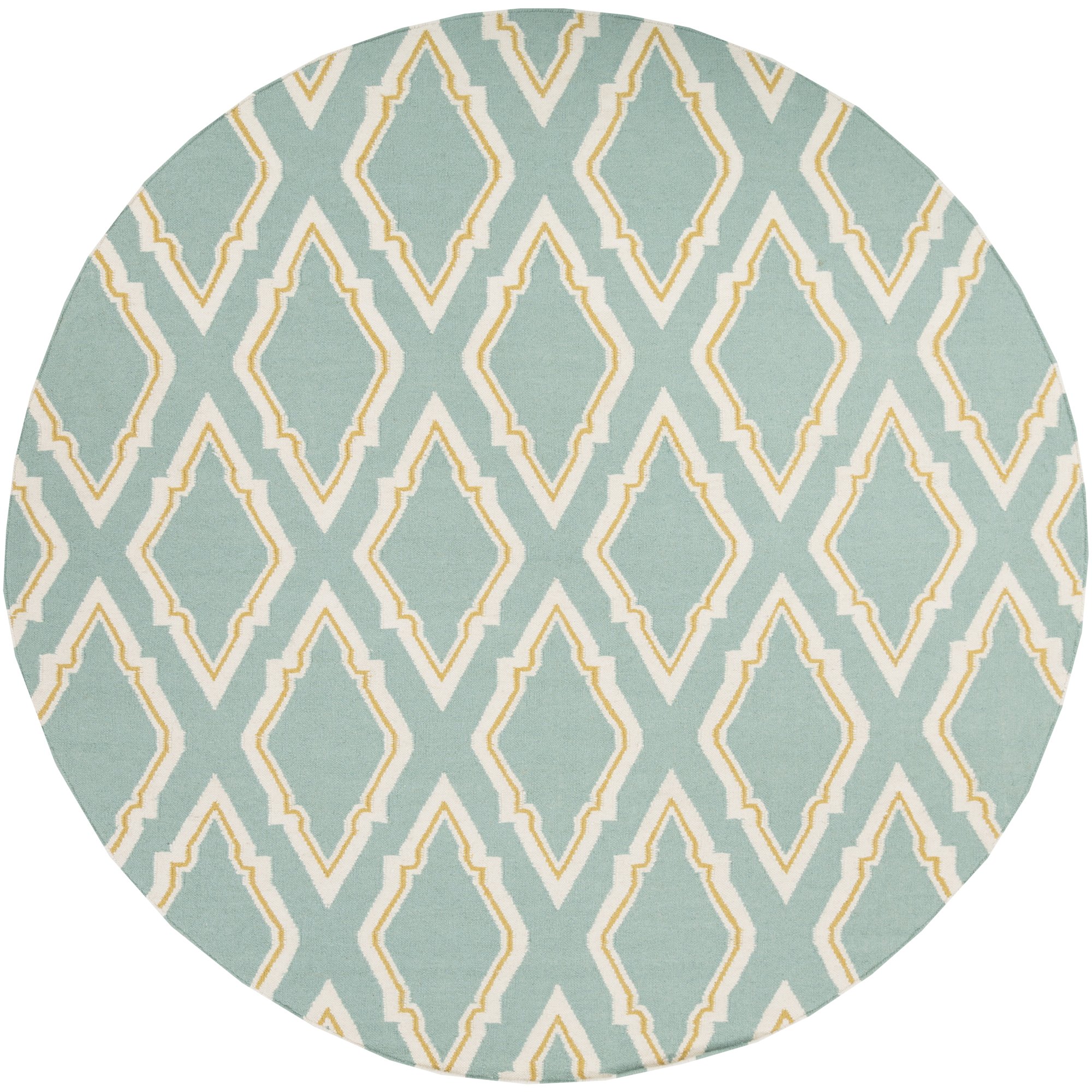 Surya Fallon Flat Weave Rug - Dark Robin's Egg Blue 8' Round Area Rug - Soft & Durable Handwoven Cotton - Perfect for Living Room, Bedroom or Dining Room Decor