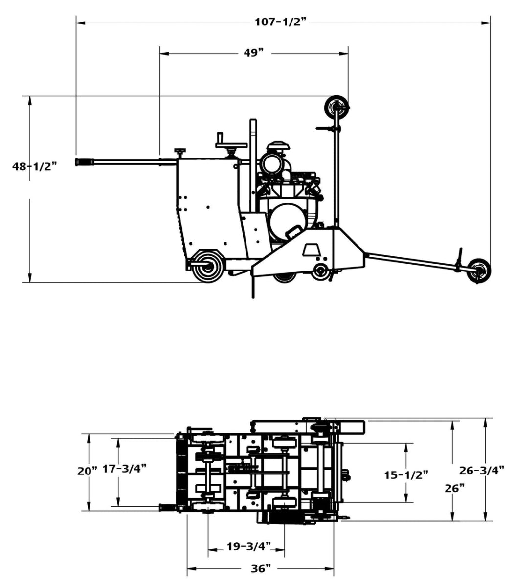 CC2500 Medium Walk Behind Saw - Professional Concrete Cutting Equipment for Construction & Landscaping | Ideal for Sidewalks, Driveways & Patio Projects