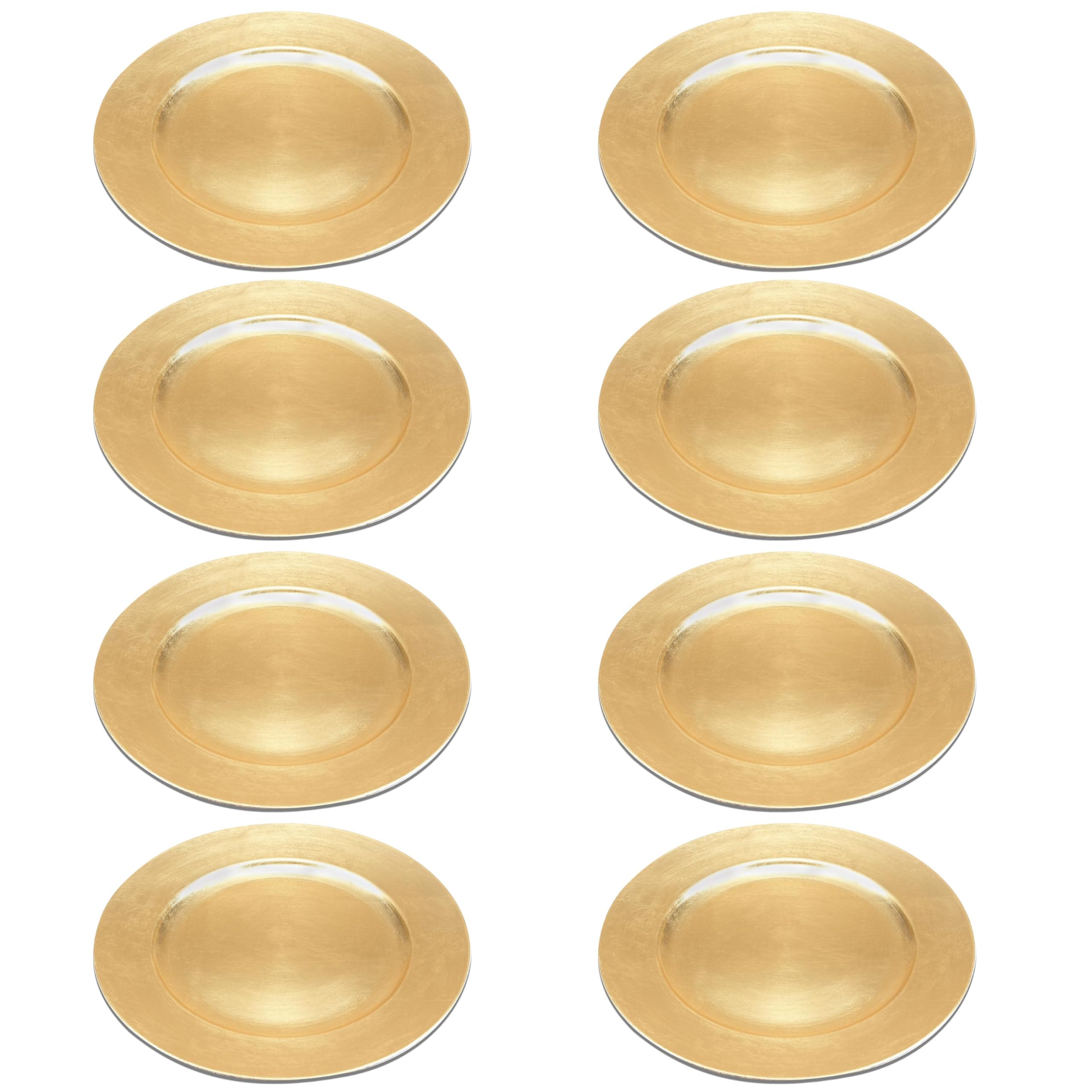 Deco 79 Glam Melamine Charger Plates - Set of 8 (13 Inch Diameter) - Metallic Gold Luxury Dinnerware - Perfect for Weddings, Holiday Parties & Formal Dining Decor