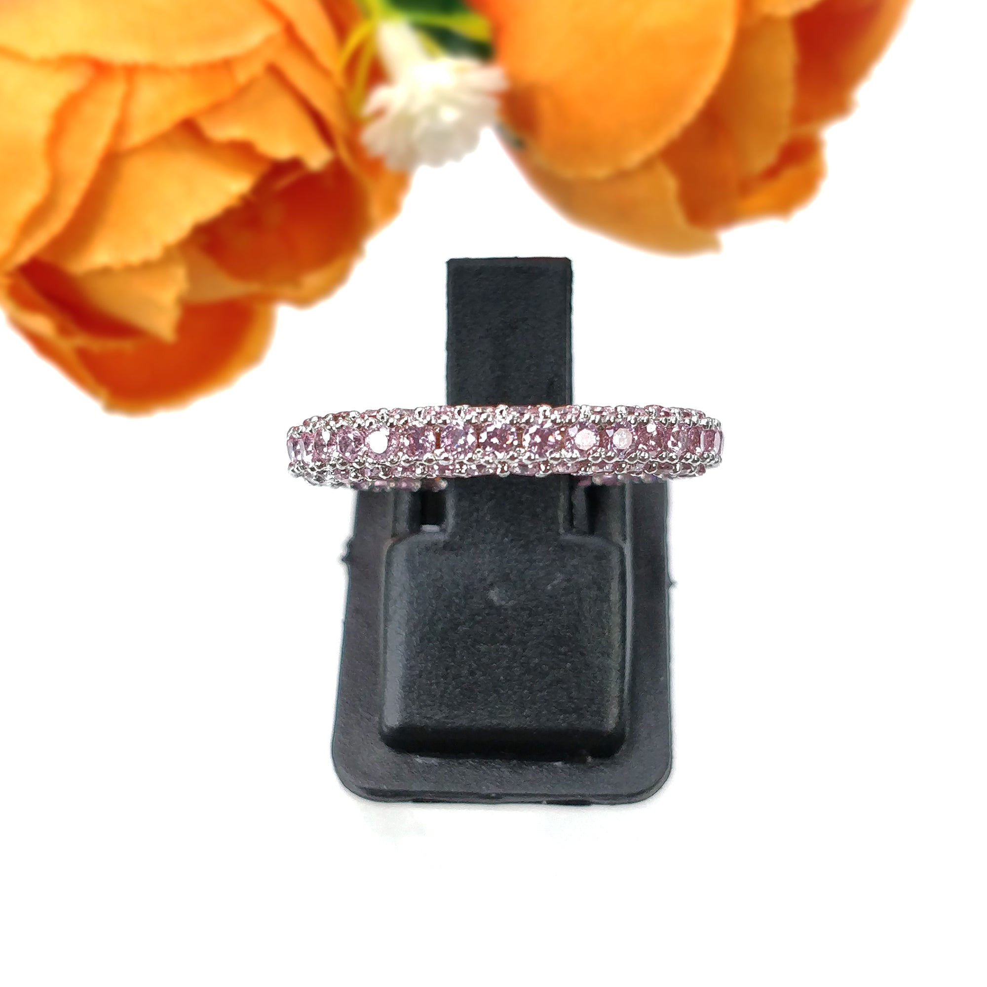 Elegant AAA Cubic Zirconia Women's Rings - White & Pink Crystal Channel Set Fashion Jewelry | Perfect Gift for Her, Anniversary, Birthday & Special Occasions