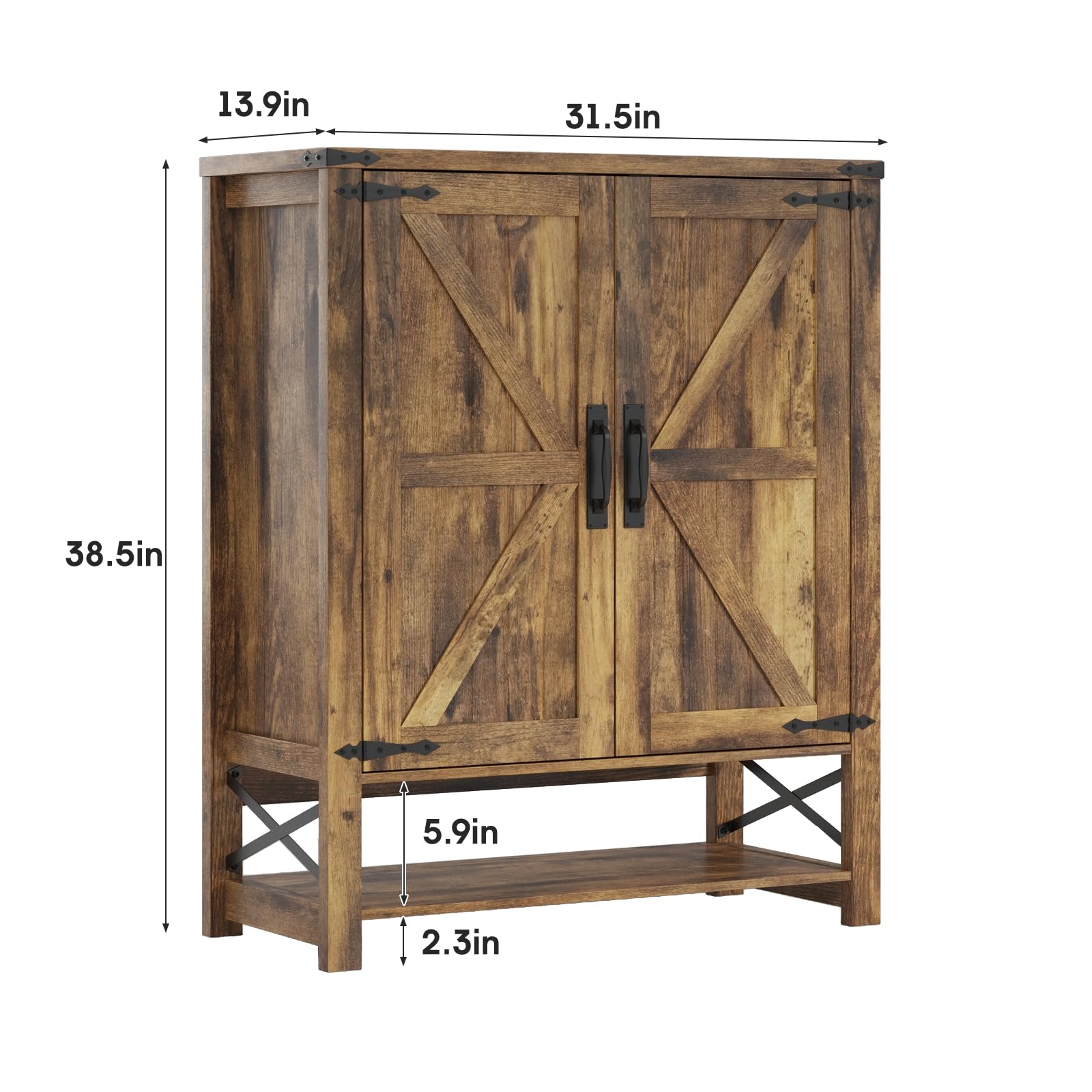 Maupvit 6-Tier Wooden Shoe Cabinet with Doors - Adjustable Shelves Farmhouse Shoe Storage Organizer for Entryway, Hallway, Living Room - Perfect for Small Spaces & Shoe Collection Organization (Brown)