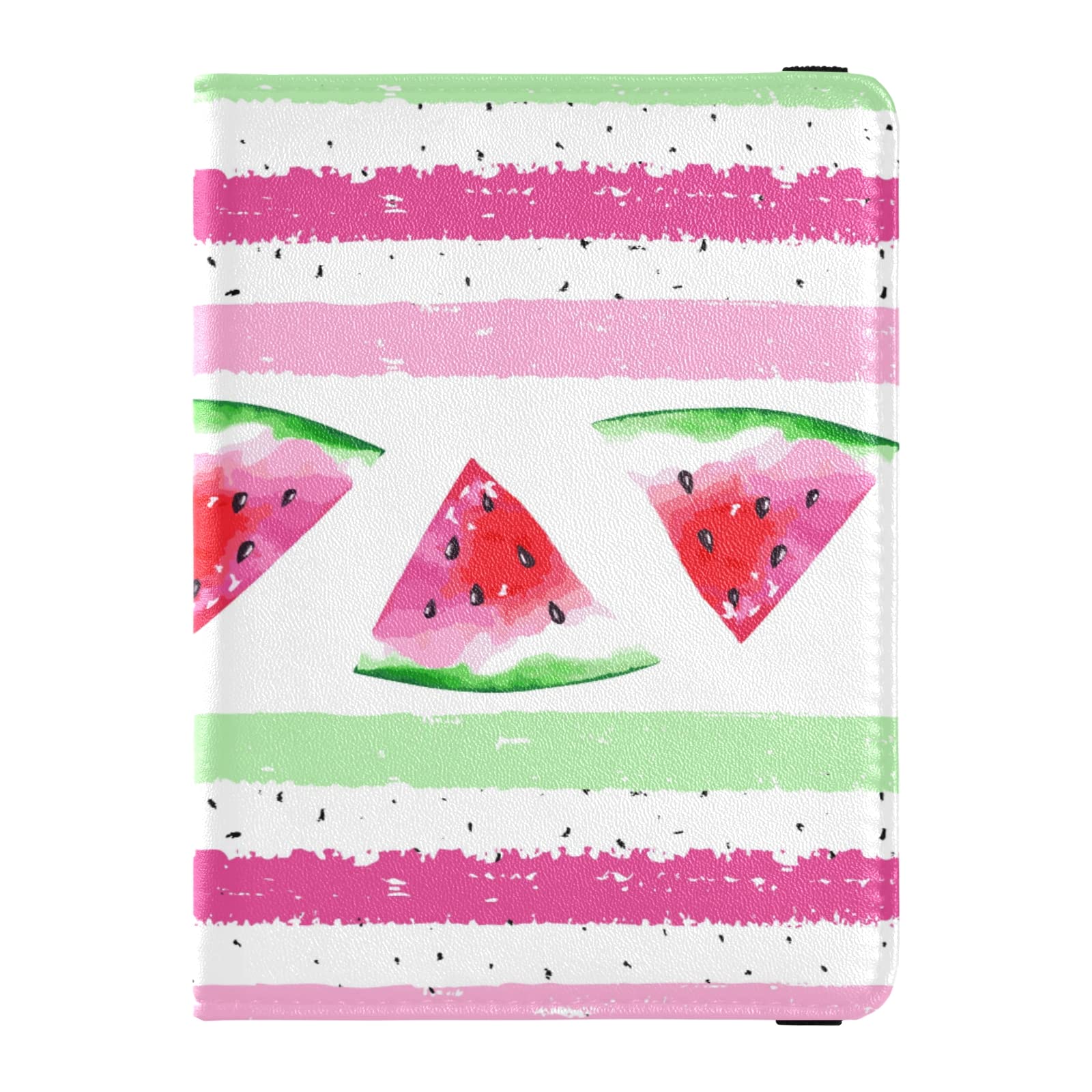 Waterproof PU Leather Passport Holder & Wallet Combo - Watermelon Watercolor Design for Men & Women - ID, Vaccine Card, Badge Protector - Perfect for Travel, Business Trips, and Daily Use
