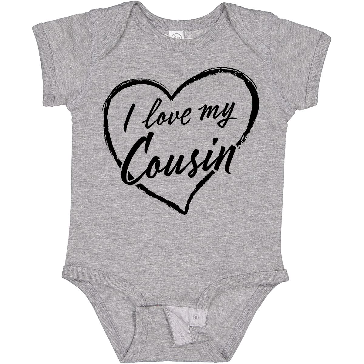 Inktastic I Love My Cousin Baby Bodysuit - Black Chalk Heart Design - Cute Outfit for Family Reunions & Special Occasions