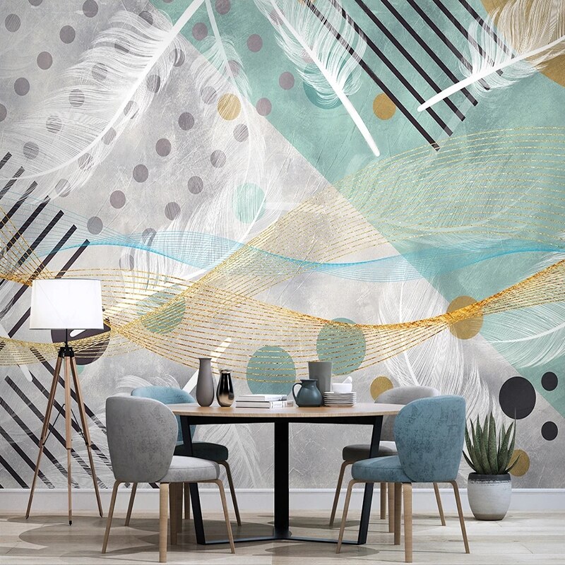 Modern Abstract Green Geometric Wallpaper - Peel and Stick Removable Wall Decor for Living Room, Bedroom, Office - Self-Adhesive Home Decoration with Nature-Inspired Design