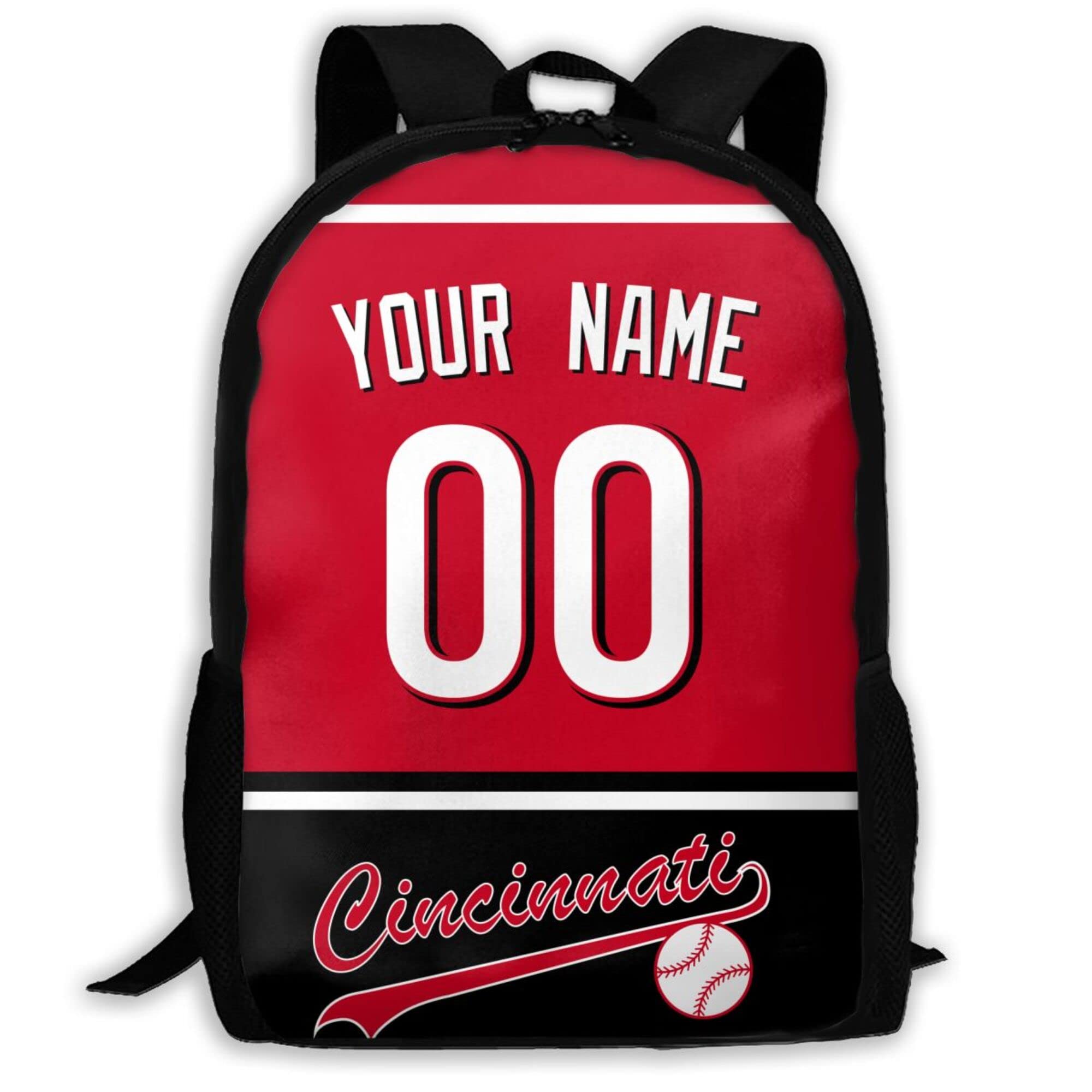 ANTKING Cincinnati Backpack - High Capacity Customizable Backpack with Name & Number Printing - Perfect Gift for Kids, Men & Sports Fans - Ideal for School, Travel & Game Day