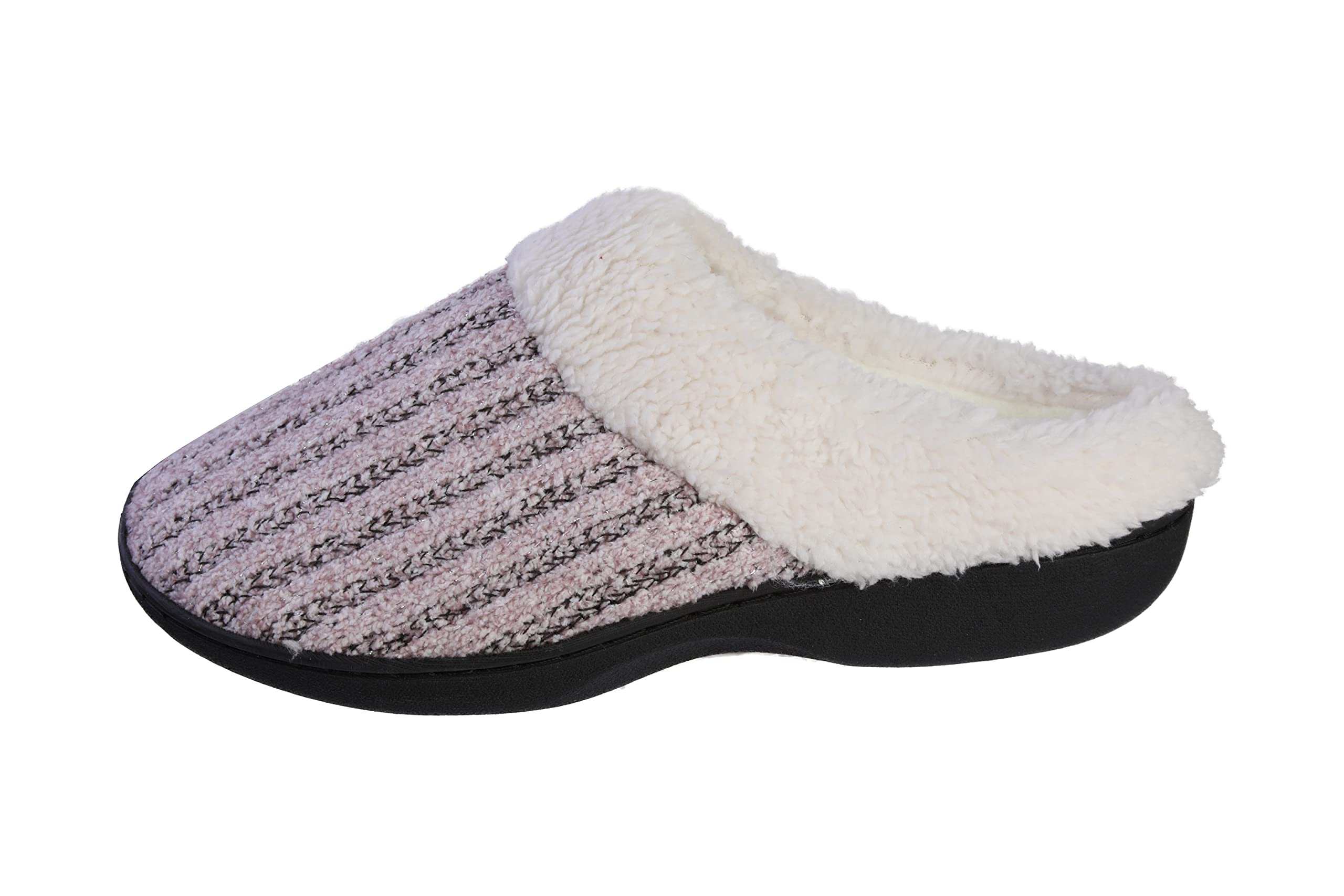 Roxoni Women's Knit Fleece-Lined Cozy Clog House Slippers - Warm Indoor Shoes for Winter Comfort at Home, Bedroom & Lounge