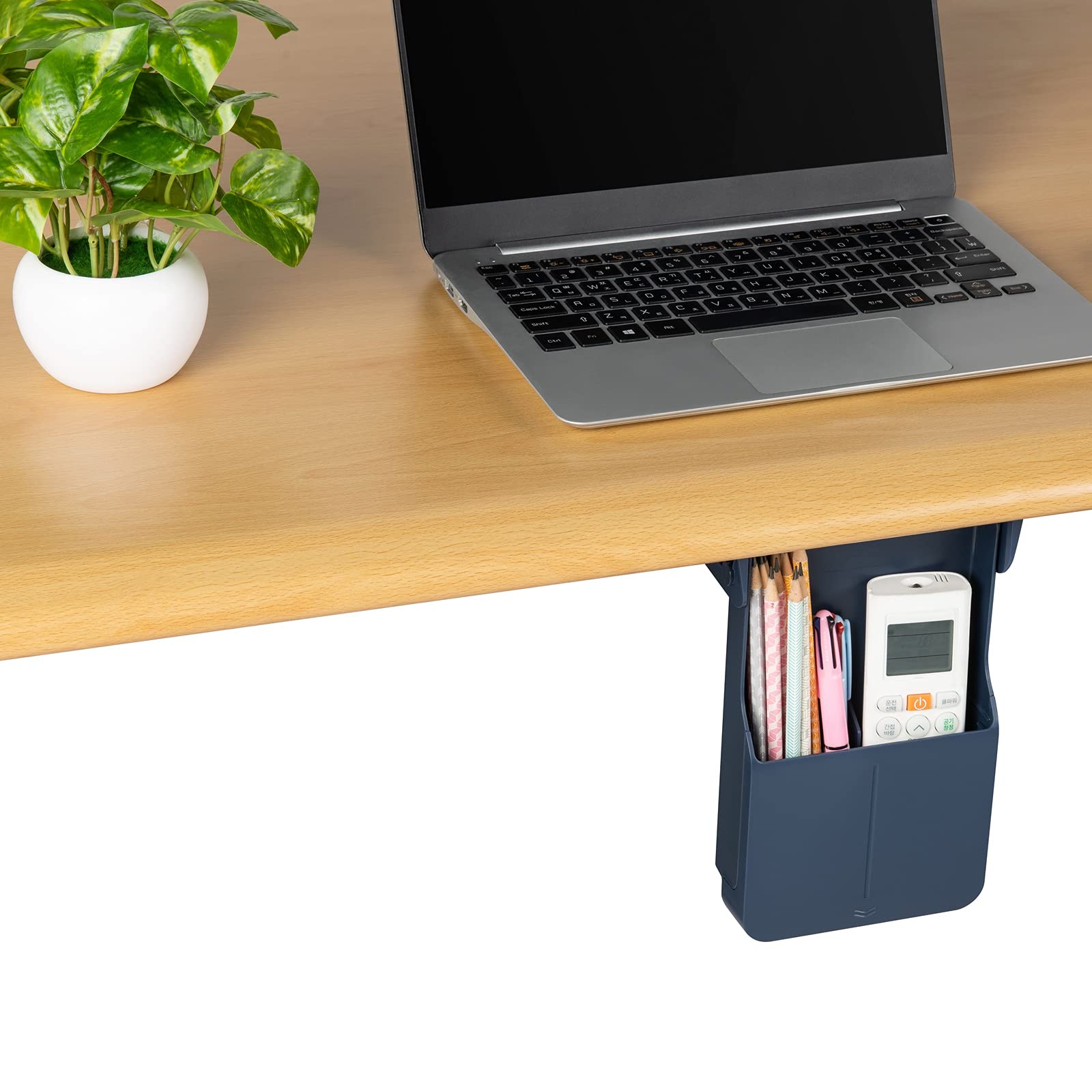 Under Desk Drawer Organizer - Small Blue Storage for Office & School Supplies