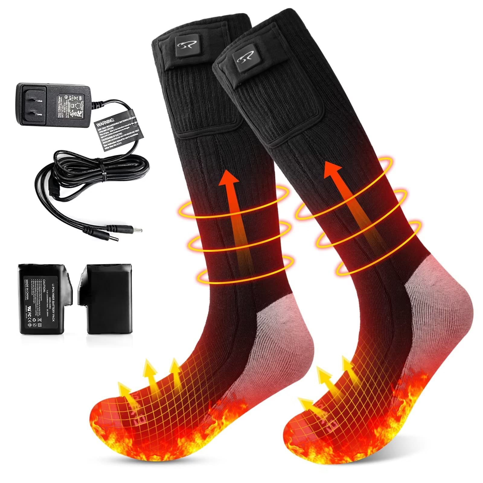 Rechargeable Heated Socks for Men & Women - 7.4V Battery Powered with 3 Heat Settings, Washable Winter Warm Socks for Skiing, Walking, Driving & Riding - Perfect for Outdoor Activities & Cold Weather Comfort