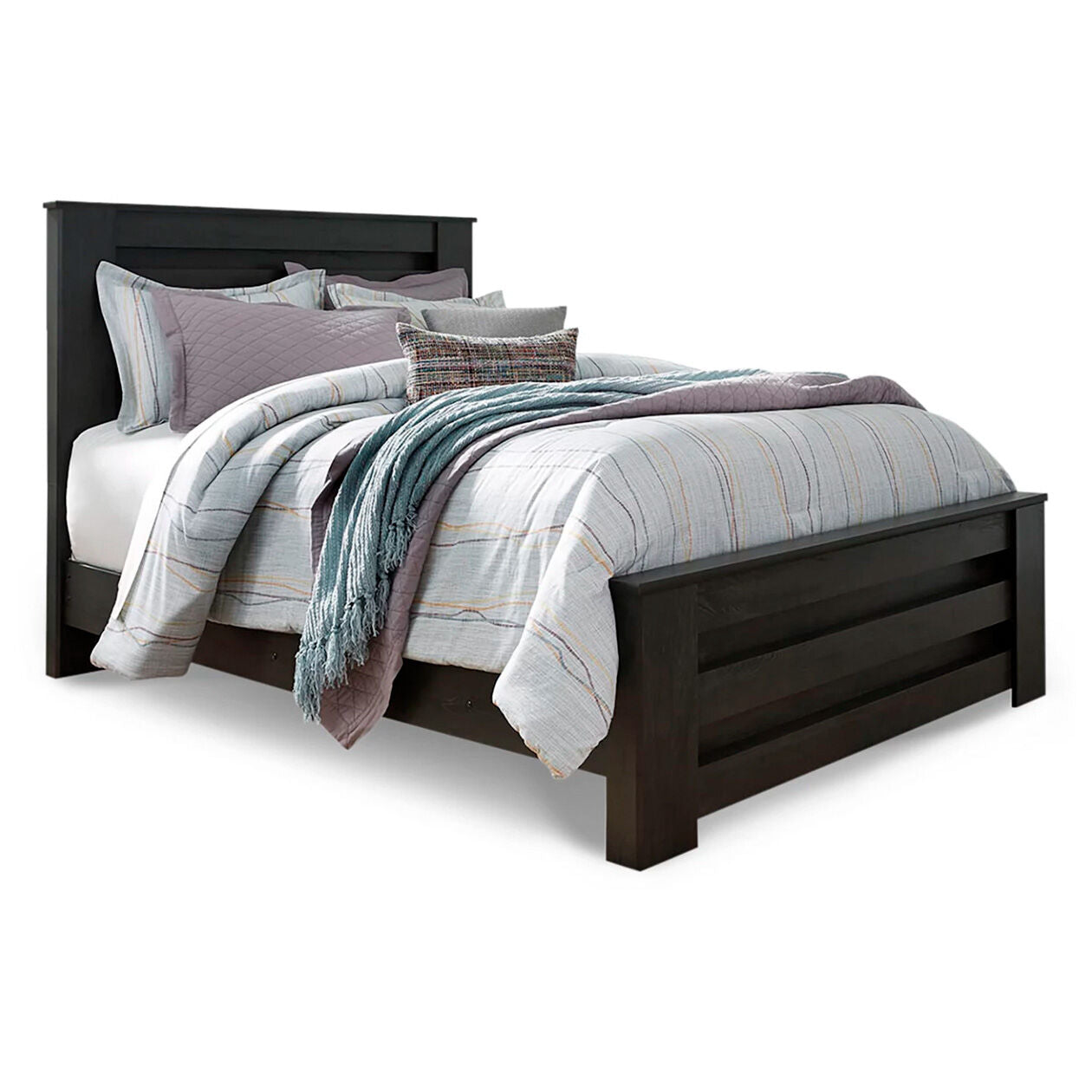 Brinxton Panel Bed - Modern Wooden Platform Bed Frame with Headboard - Perfect for Bedroom, Guest Room & Dormitory