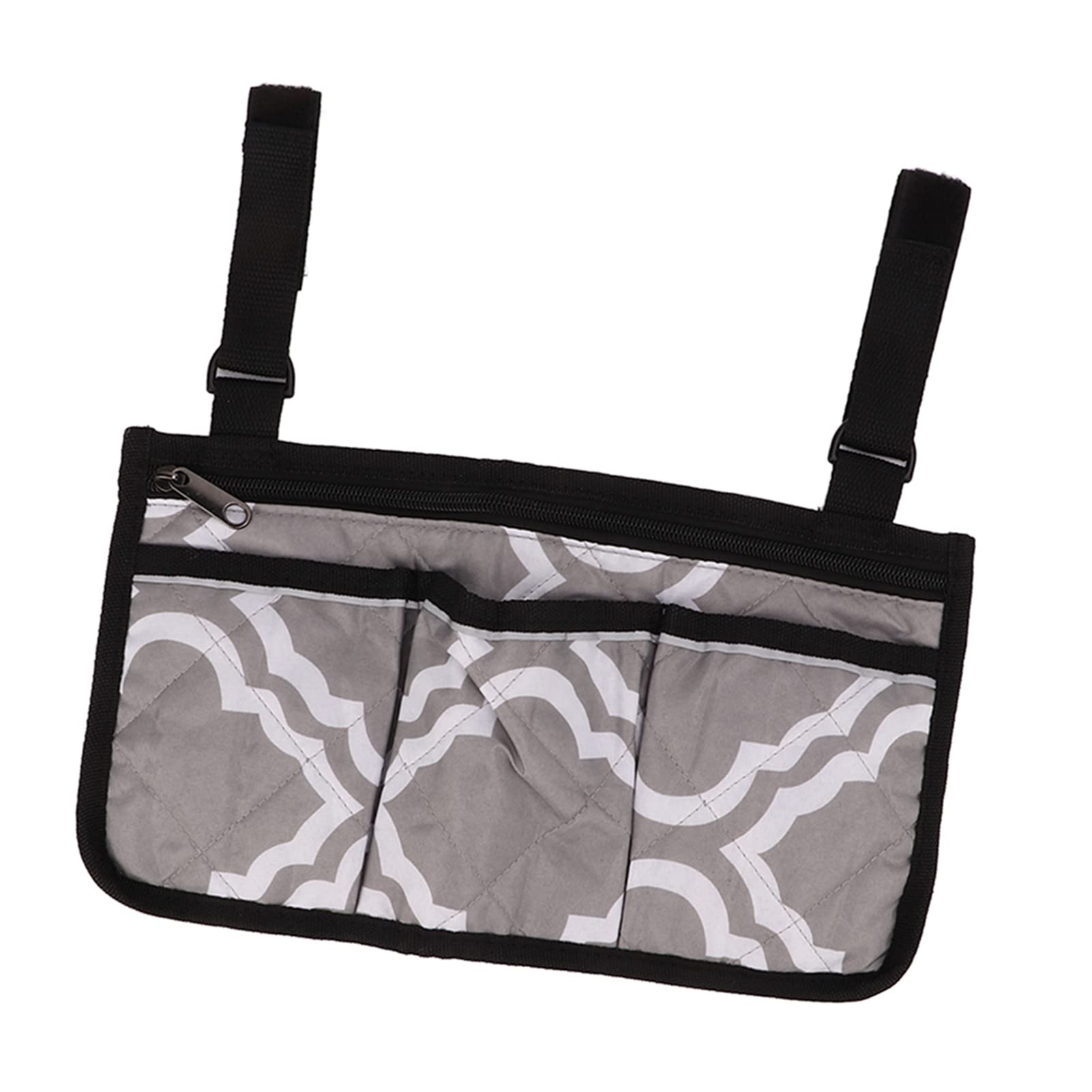 **Wheelchair Storage Pouch - Multi-Pocket Organizer with Reflective Strips, Large Capacity Side Bag for Travel, Snacks & Essentials (Grey Pattern) - Perfect for Daily Commute, Outdoor Adventures & Medical Supplies Storage**