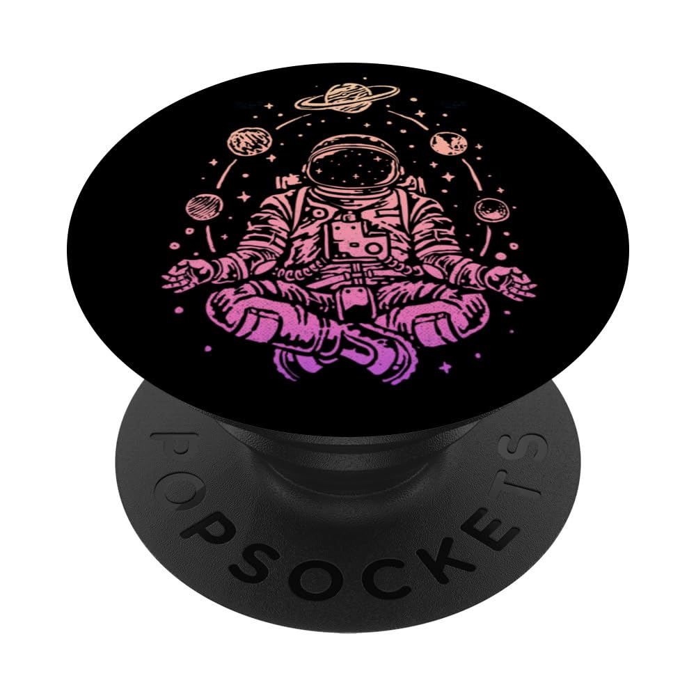 Meditating Astronaut with Planets & Colorful Lotus - Women's Meditation PopSockets Adhesive PopGrip for Yoga, Mindfulness & Phone Grip - Perfect for Yoga Pants, Phone Cases & Daily Meditation