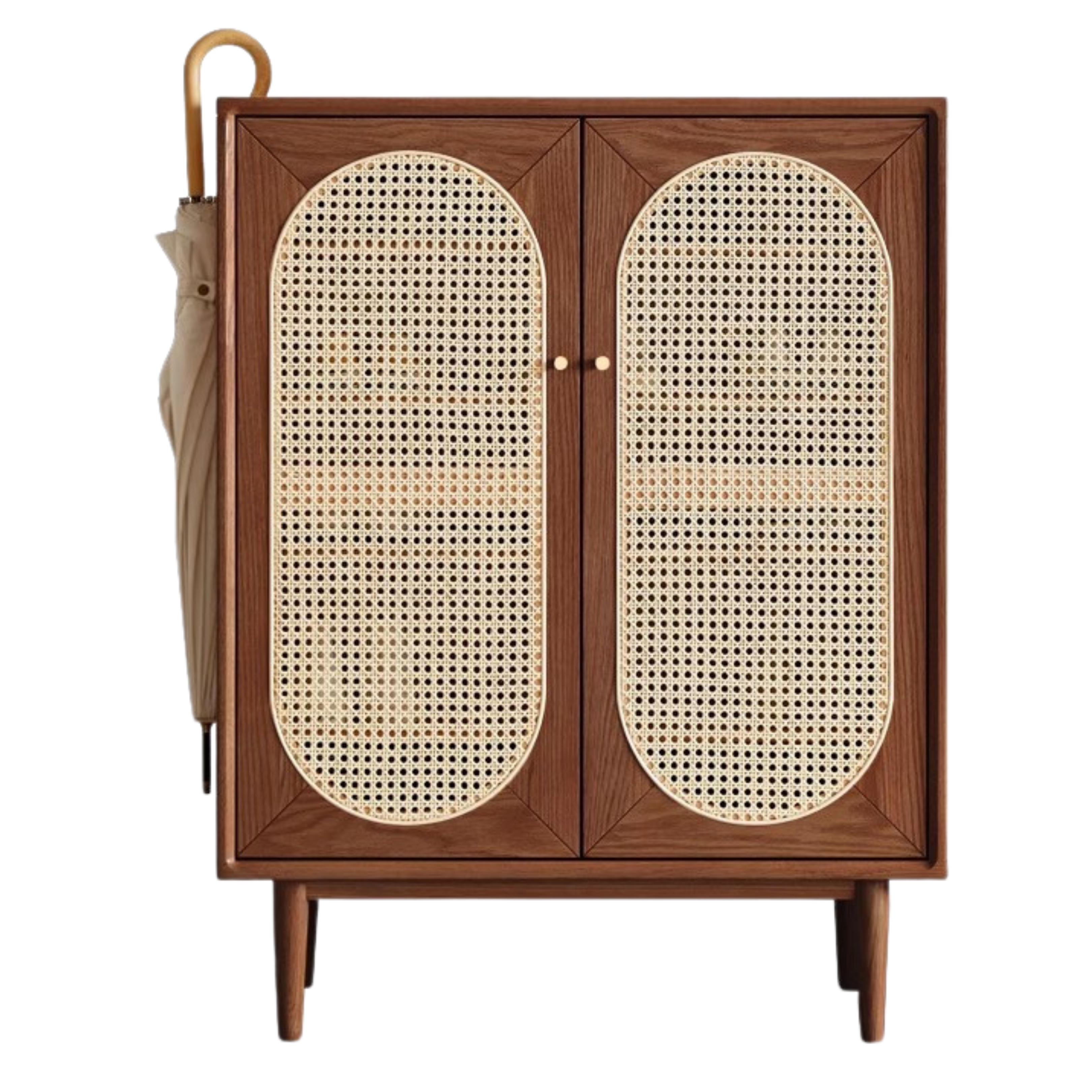 Oak Solid Wood Rattan Shoe Cabinet - Rustic Entryway Storage Organizer for Shoes, Boots & Accessories | Perfect for Hallway, Mudroom & Closet Organization