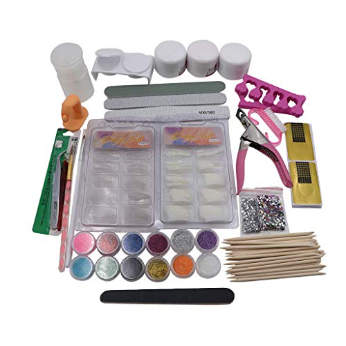 22 in 1 Professional Acrylic Nail Kit - Complete Nail Art Set with Acrylic Powder, Liquid, Brushes, Glitter & French Tips | Salon-Quality Manicure Tools for Home & Professional Use | Perfect for DIY Nail Art, Gel Extensions & Nail Decorations