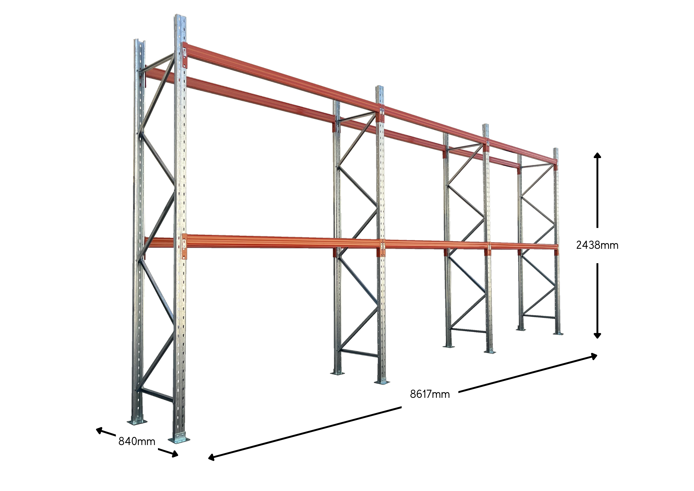 3-Bay Heavy Duty Pallet Racking System - Industrial Warehouse Storage Shelving Unit for Warehouse Organization & Inventory Management