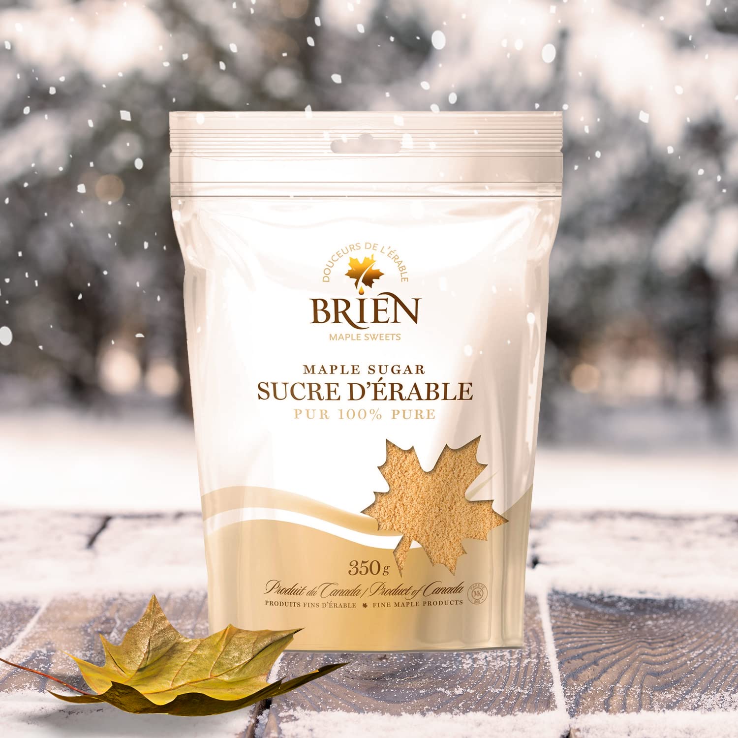 Brien Pure Maple Sugar - Natural Granulated Sweetener | Vegan, Paleo Friendly, Dairy-Free | Grade A Maple Syrup | 12.3 Oz - Perfect for Baking, Coffee, Tea & Healthy Recipes