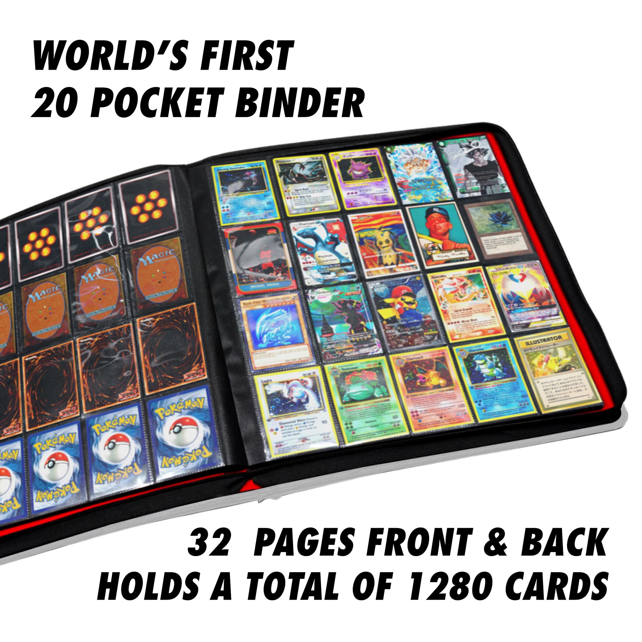1280+ Cards 20 Pocket Card Binder Album - Side Loading Trading Card Sleeves for Pokemon, Sports, Yugioh, MTG & TCG Collectors - Durable White Card Storage for Gaming, Collecting & Organizing