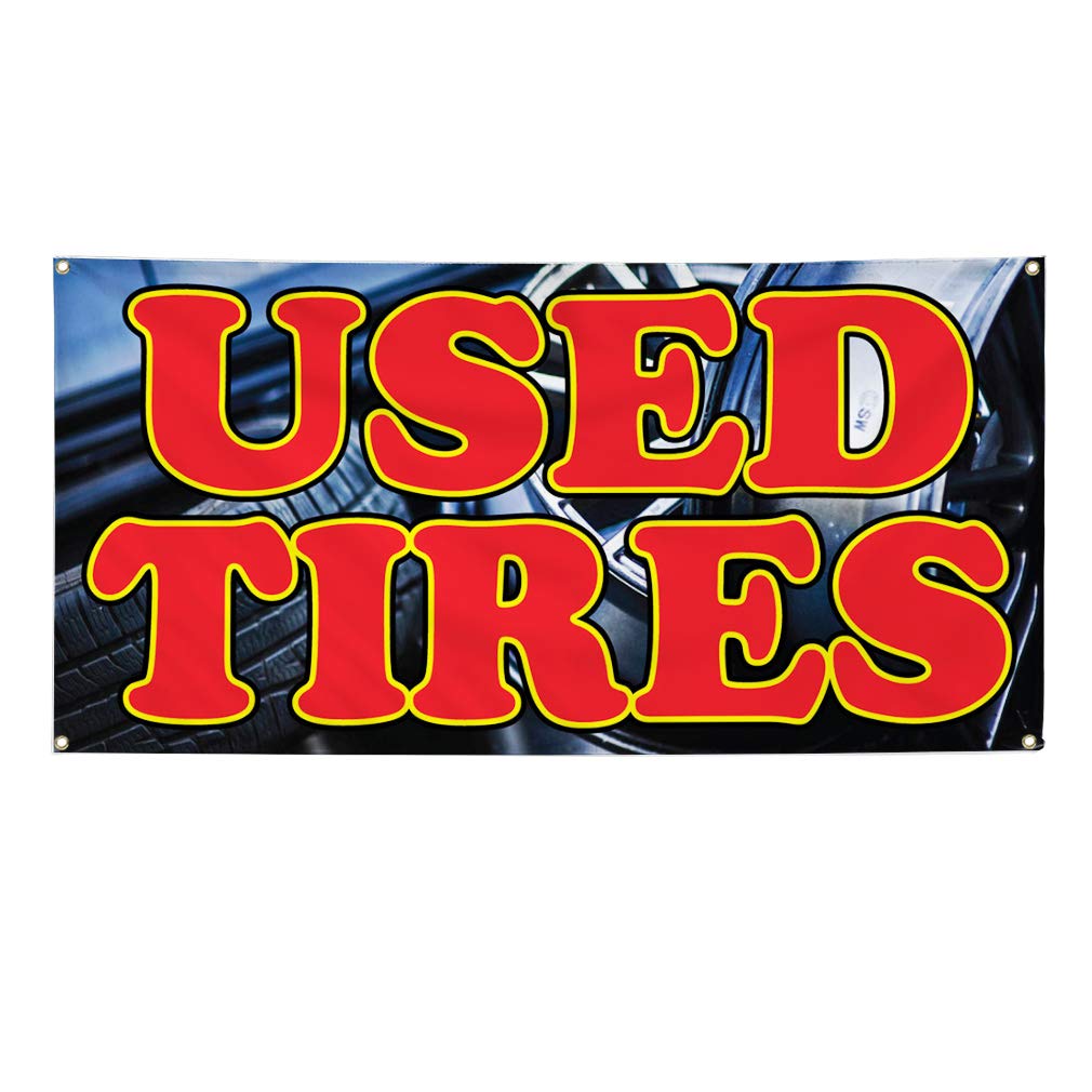 Durable Vinyl Banner for Outdoor & Industrial Use - Multiple Sizes (48x96 Inches) with 8 Rustproof Grommets - Weatherproof Car, Auto & Vehicle Signs - Perfect for Used Tires Advertising, Yard Sales & Business Promotion