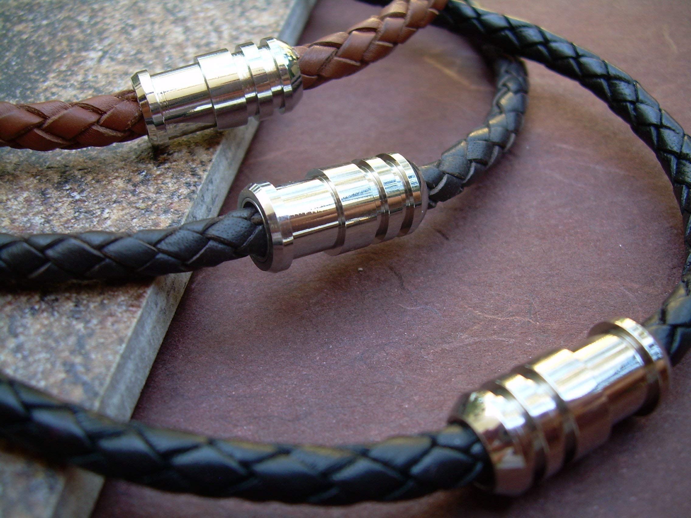 Men's Leather Necklace with Stainless Steel Magnetic Clasp - Stylish Leather Jewelry for Men, Fashionable Gift for Him - Perfect for Casual Wear, Date Nights & Special Occasions
