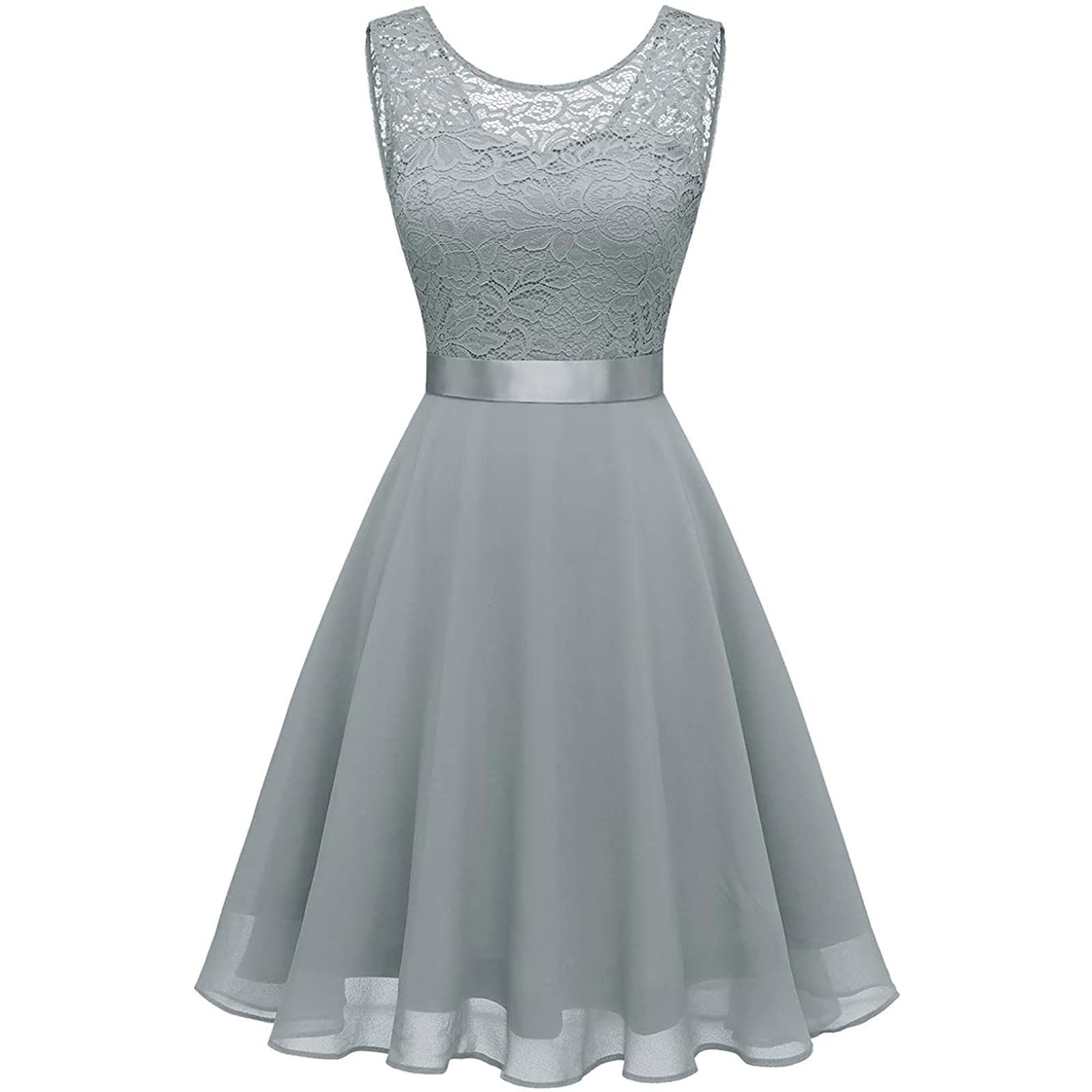 Elegant Lace Wedding Guest Dress for Women - Mother of the Bride Formal Gown with Round Neck & Sleeveless Design - Perfect for Weddings, Parties & Special Occasions